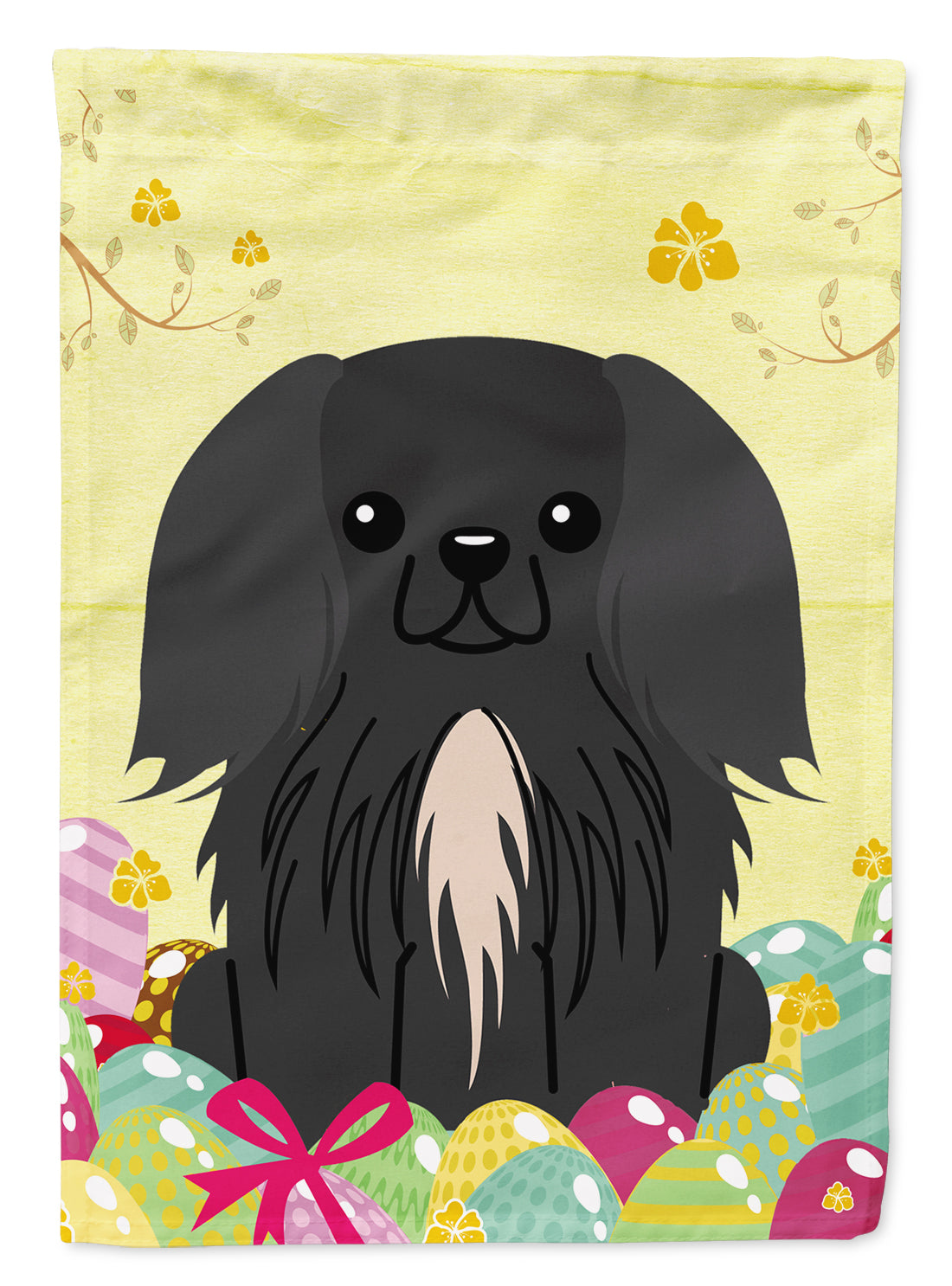 Easter Eggs Pekingnese Black Flag Garden Size BB6107GF  the-store.com.