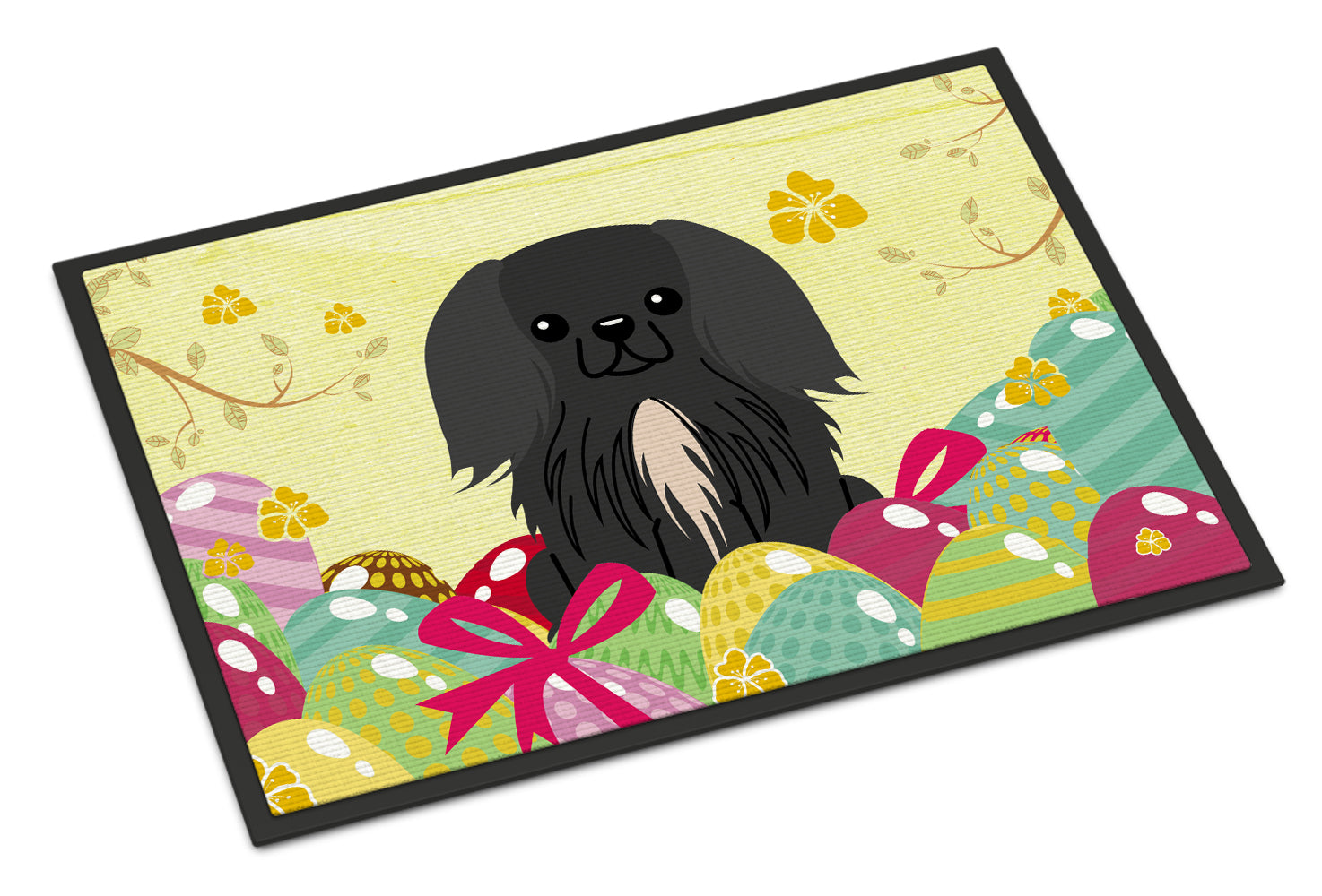 Easter Eggs Pekingnese Black Indoor or Outdoor Mat 18x27 BB6107MAT - the-store.com