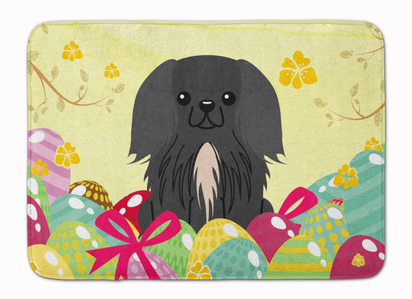 Easter Eggs Pekingnese Black Machine Washable Memory Foam Mat BB6107RUG - the-store.com