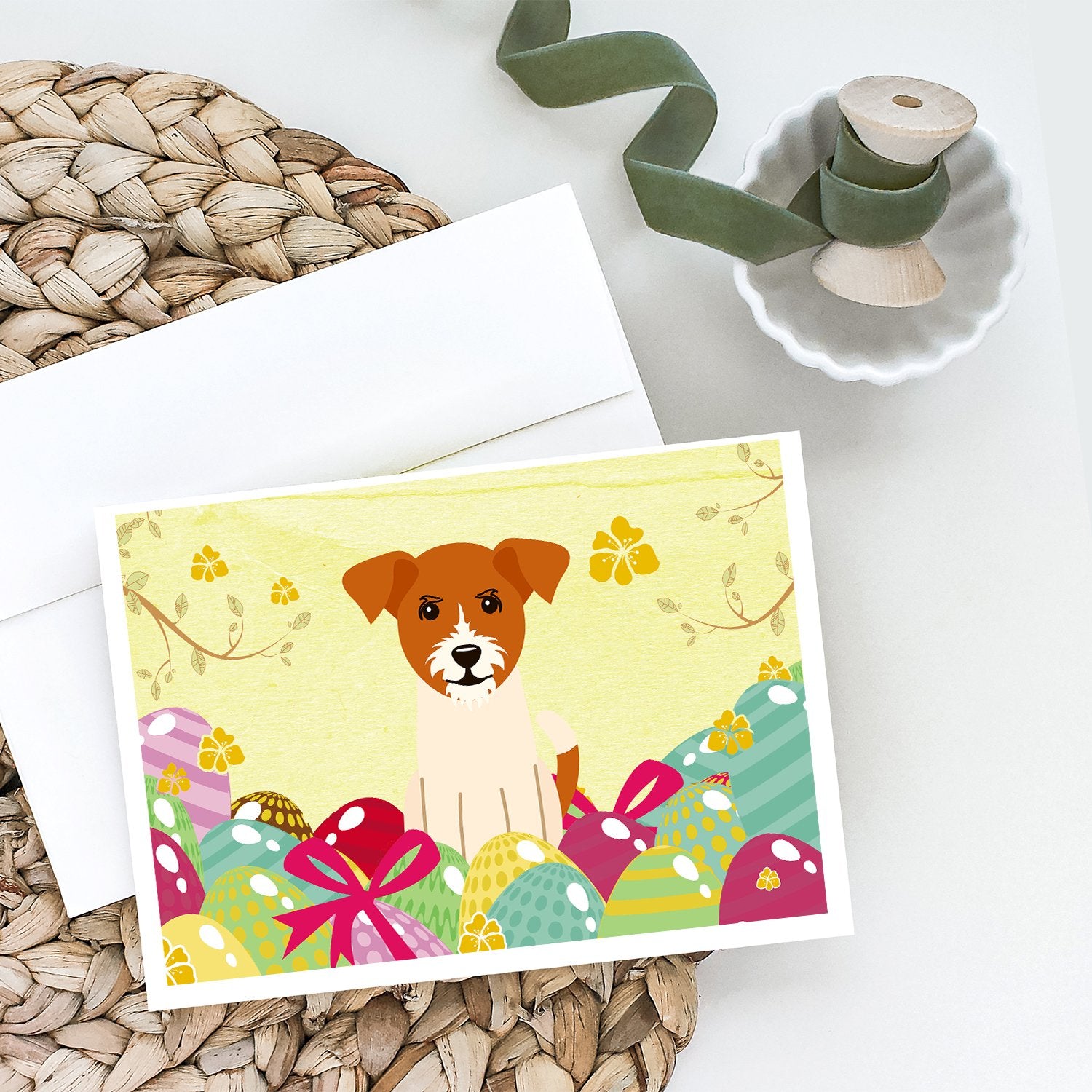 Buy this Easter Eggs Jack Russell Terrier Greeting Cards and Envelopes Pack of 8