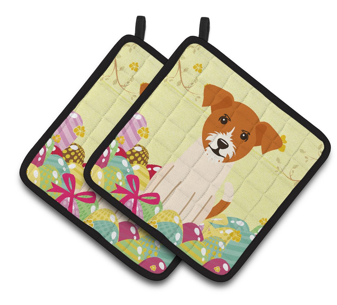 Easter Eggs Jack Russell Terrier Pair of Pot Holders BB6108PTHD by Caroline's Treasures