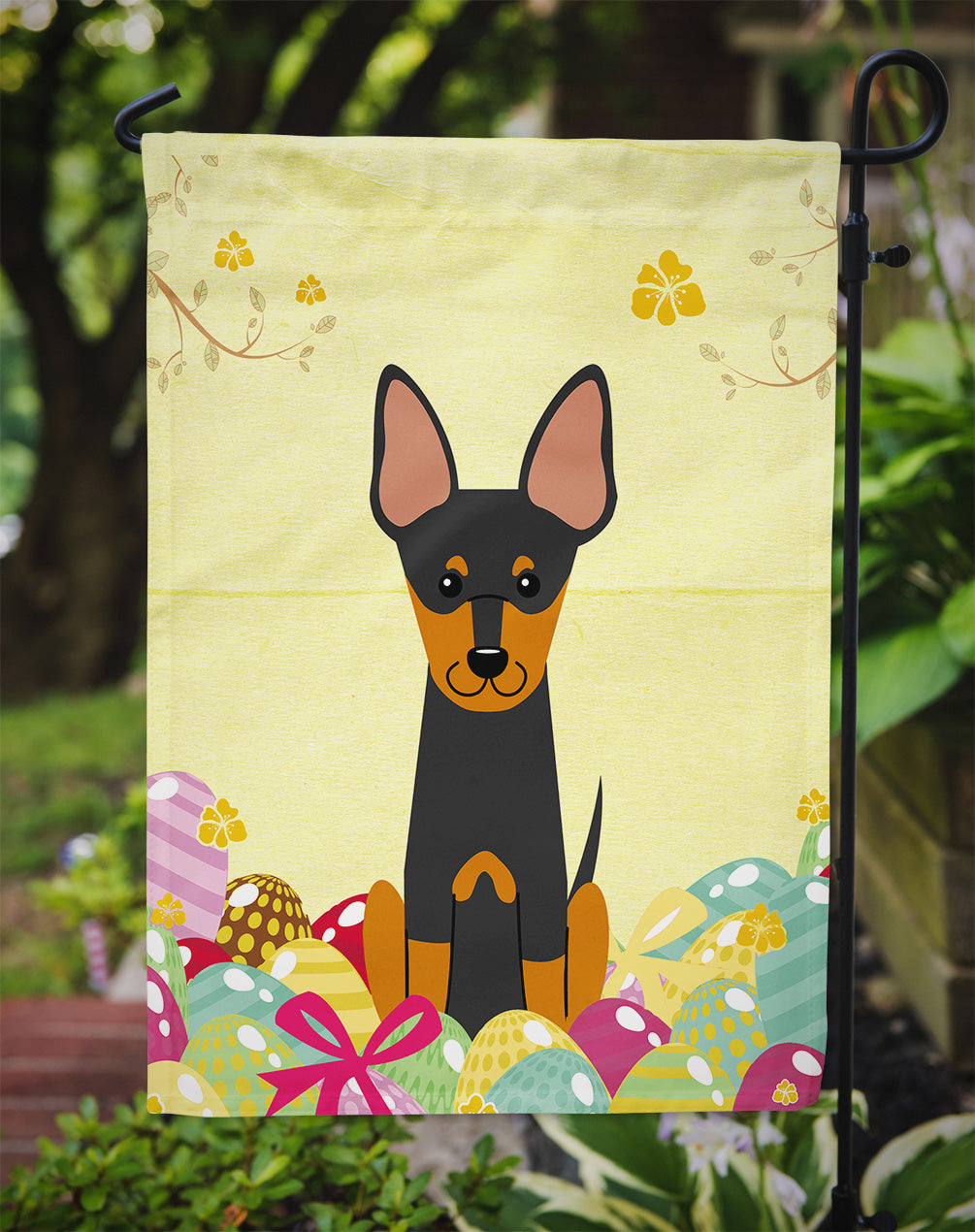 Easter Eggs English Toy Terrier Flag Garden Size BB6109GF  the-store.com.