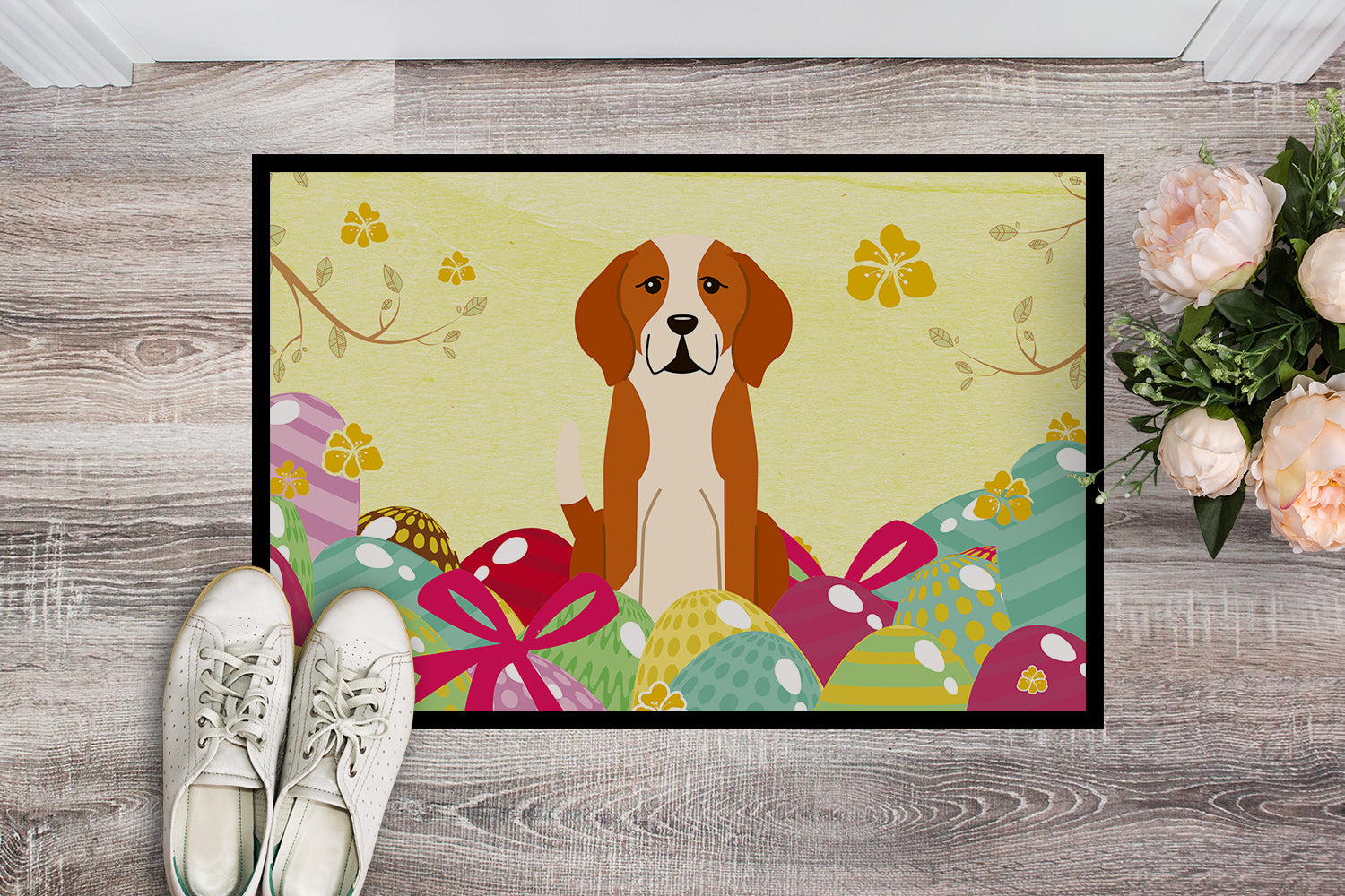 Easter Eggs English Foxhound Indoor or Outdoor Mat 18x27 BB6110MAT - the-store.com