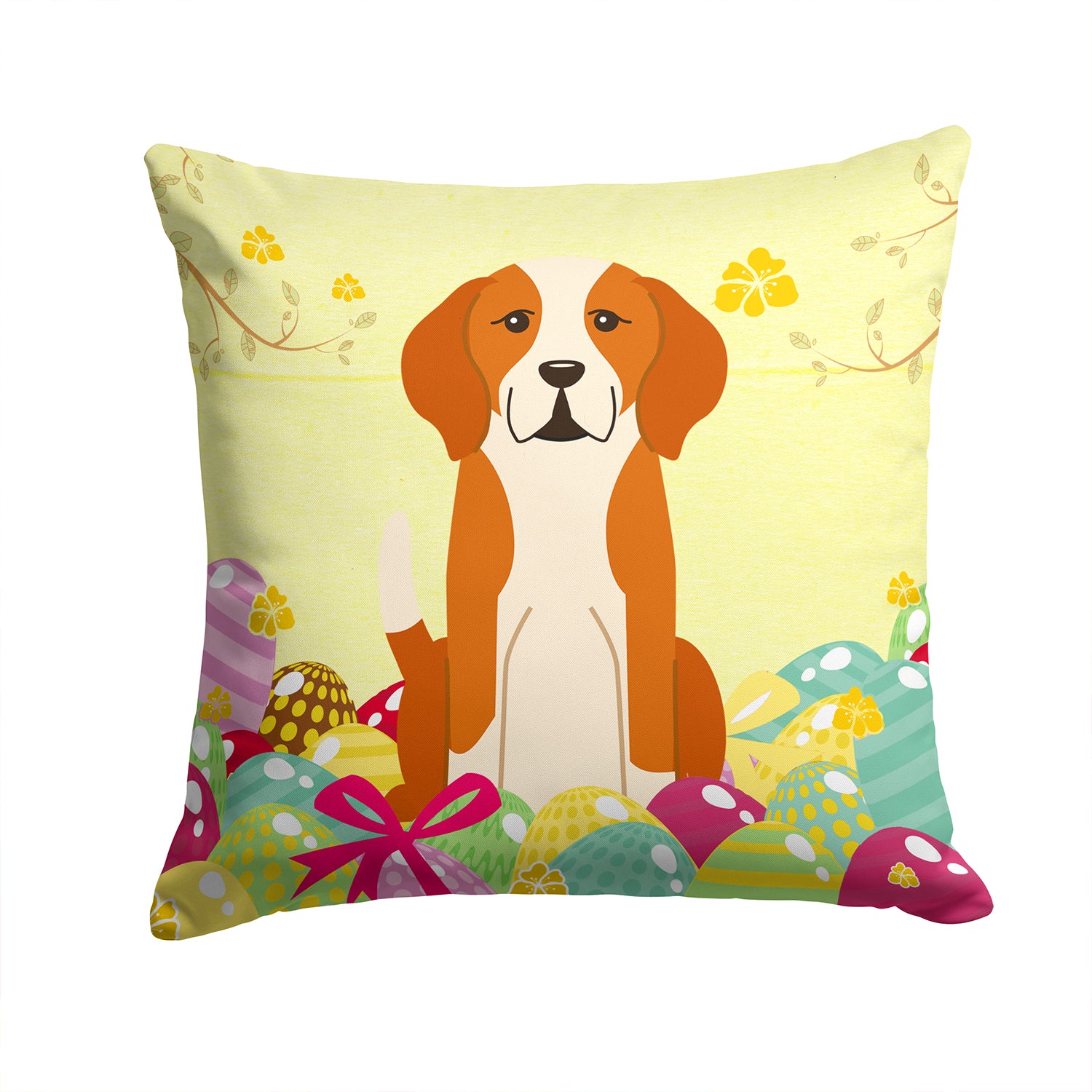 Easter Eggs English Foxhound Fabric Decorative Pillow BB6110PW1414 - the-store.com