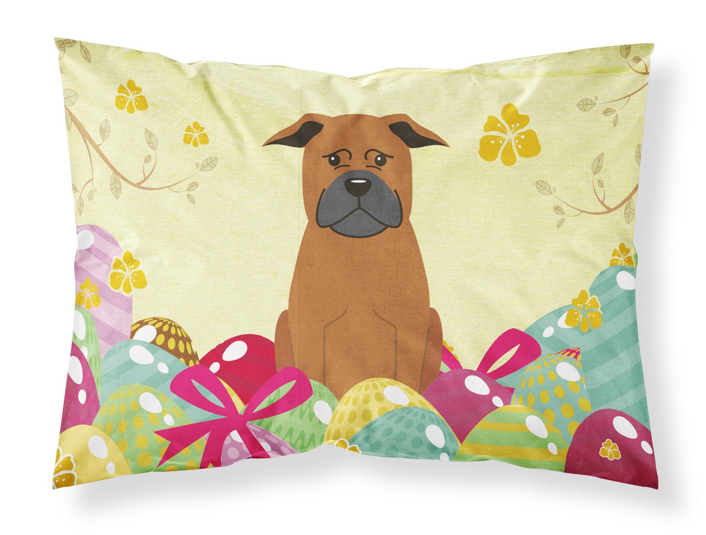 Easter Eggs Chinese Chongqing Dog Fabric Standard Pillowcase BB6111PILLOWCASE by Caroline's Treasures