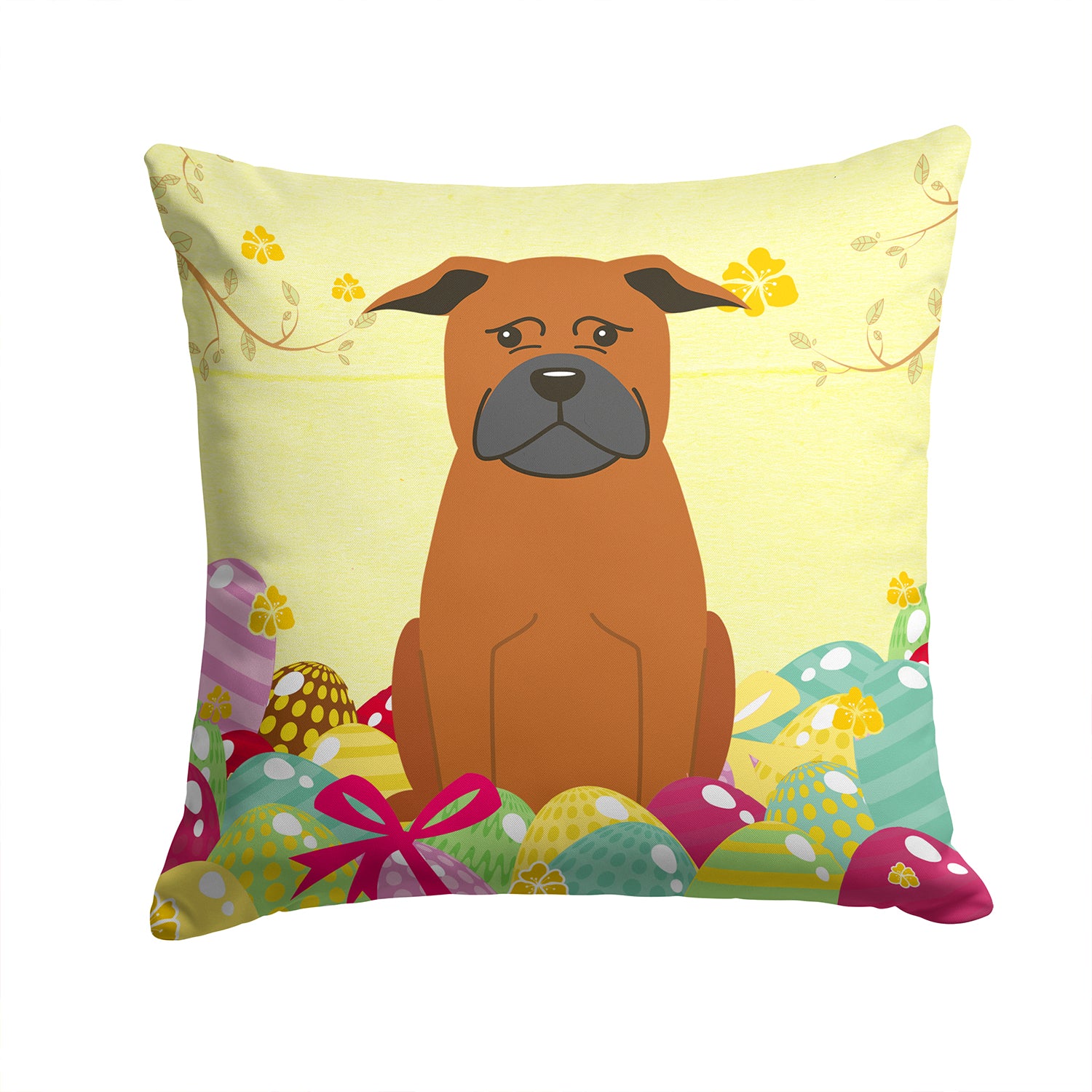 Easter Eggs Chinese Chongqing Dog Fabric Decorative Pillow BB6111PW1414 - the-store.com