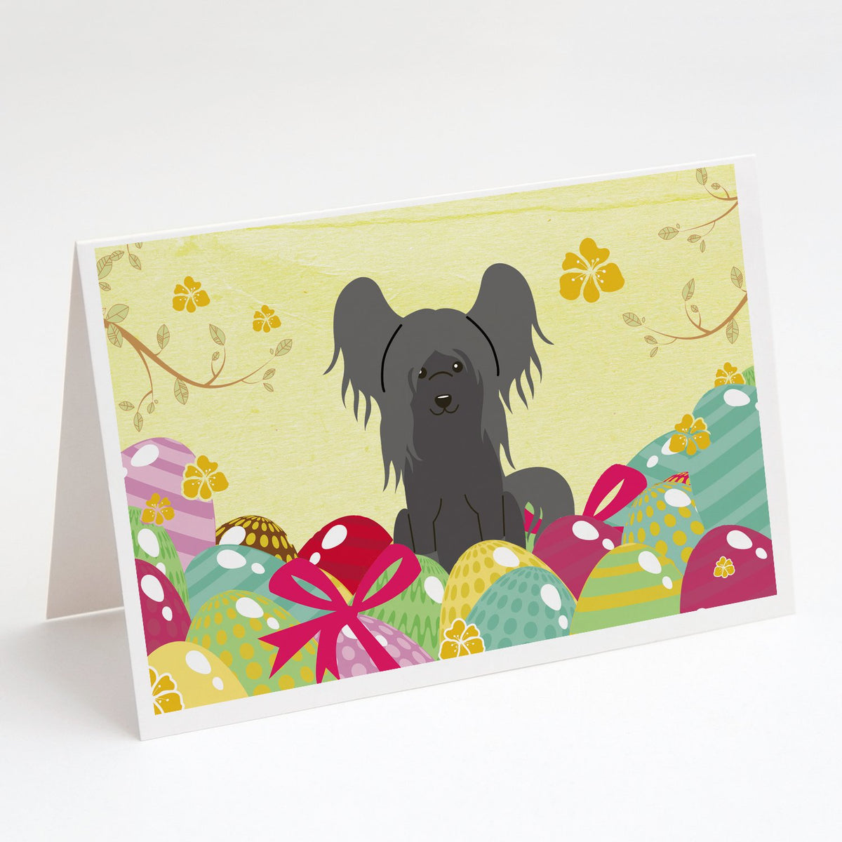 Buy this Easter Eggs Chinese Crested Black Greeting Cards and Envelopes Pack of 8