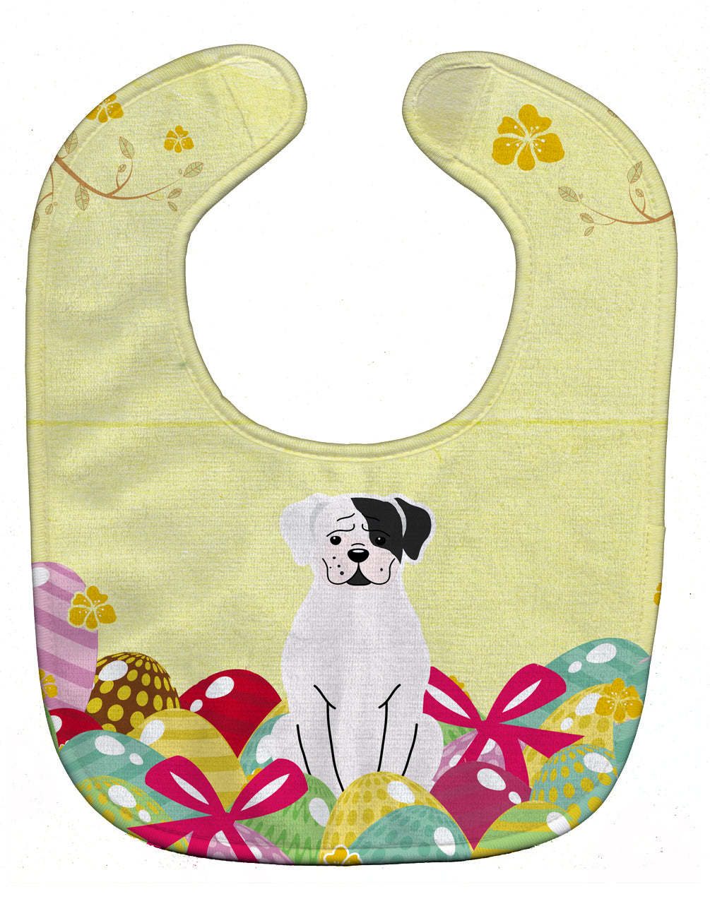 Easter Eggs White Boxer Cooper Baby Bib BB6114BIB - the-store.com