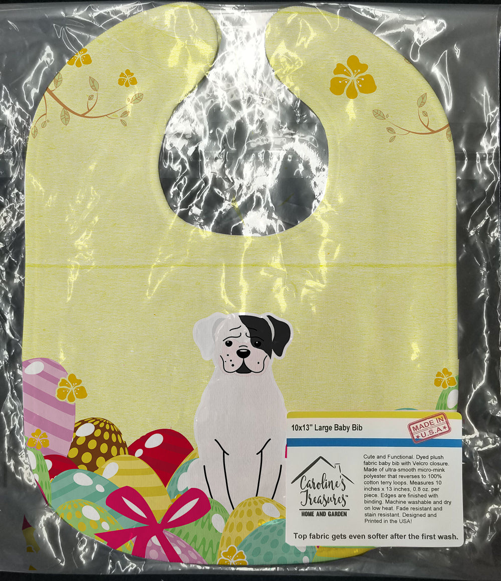 Easter Eggs White Boxer Cooper Baby Bib BB6114BIB - the-store.com