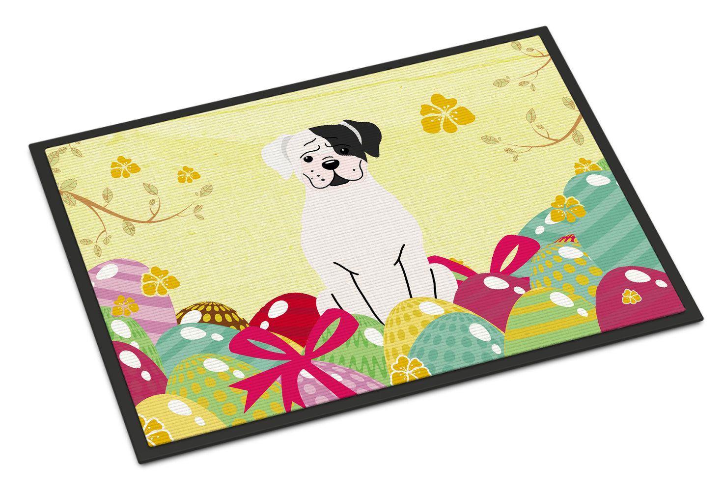 Easter Eggs White Boxer Cooper Indoor or Outdoor Mat 18x27 BB6114MAT - the-store.com