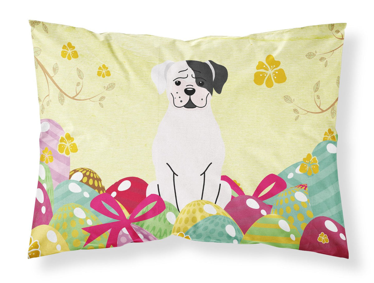 Easter Eggs White Boxer Cooper Fabric Standard Pillowcase BB6114PILLOWCASE by Caroline&#39;s Treasures