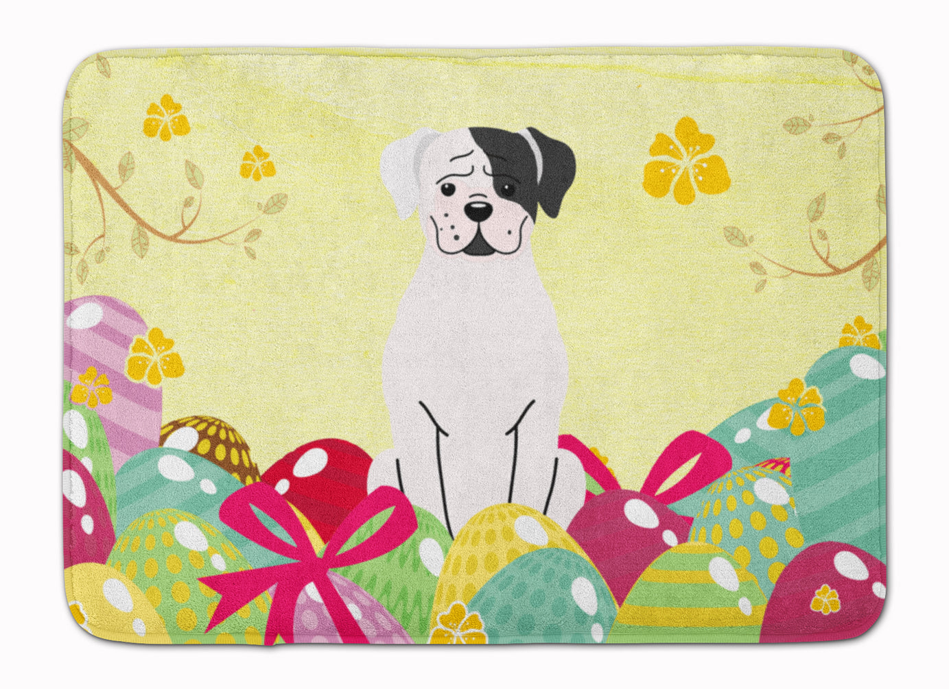 Easter Eggs White Boxer Cooper Machine Washable Memory Foam Mat BB6114RUG - the-store.com