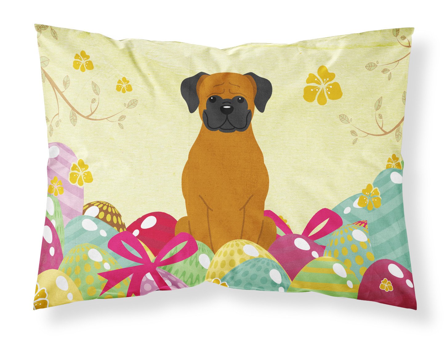 Easter Eggs Fawn Boxer Fabric Standard Pillowcase BB6115PILLOWCASE by Caroline's Treasures