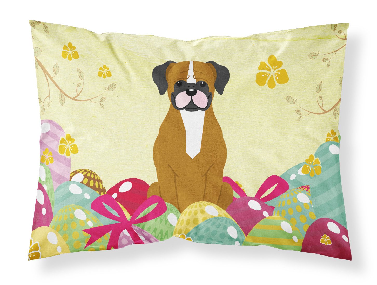 Easter Eggs Flashy Fawn Boxer Fabric Standard Pillowcase BB6116PILLOWCASE by Caroline's Treasures