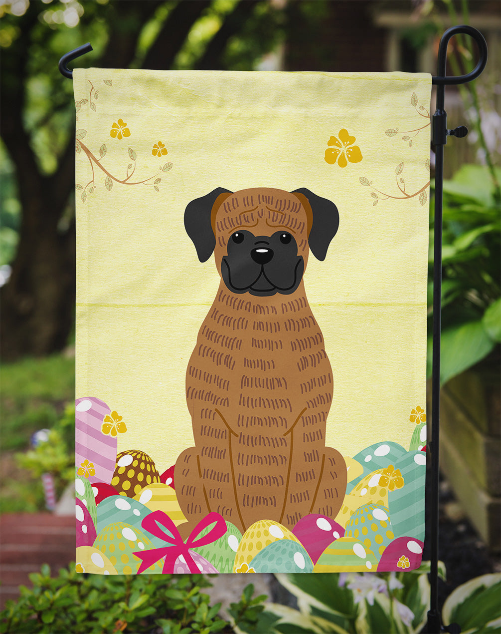 Easter Eggs Brindle Boxer Flag Garden Size BB6117GF  the-store.com.