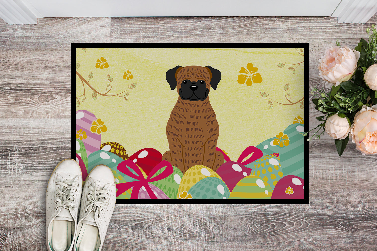 Easter Eggs Brindle Boxer Indoor or Outdoor Mat 18x27 BB6117MAT - the-store.com