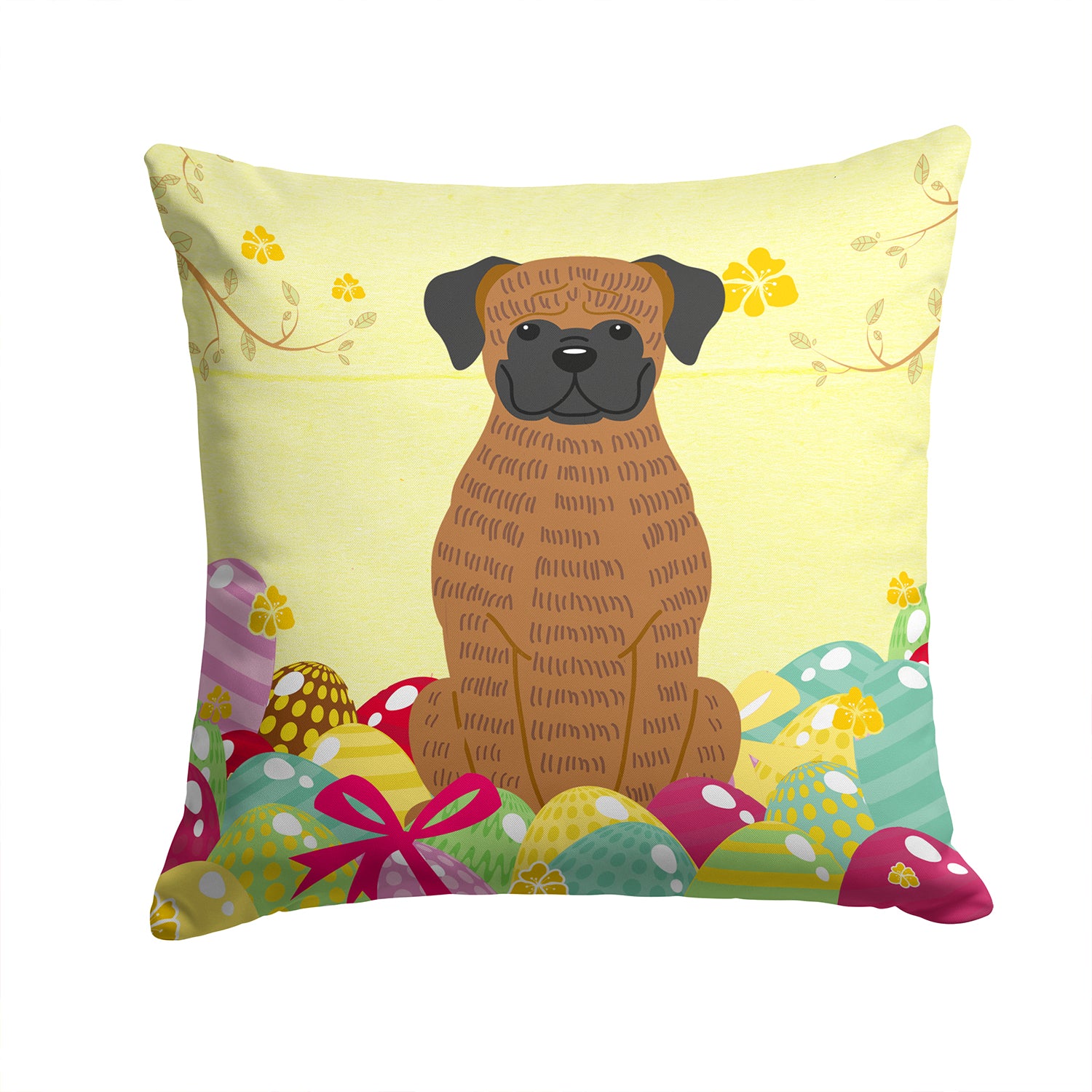 Easter Eggs Brindle Boxer Fabric Decorative Pillow BB6117PW1414 - the-store.com