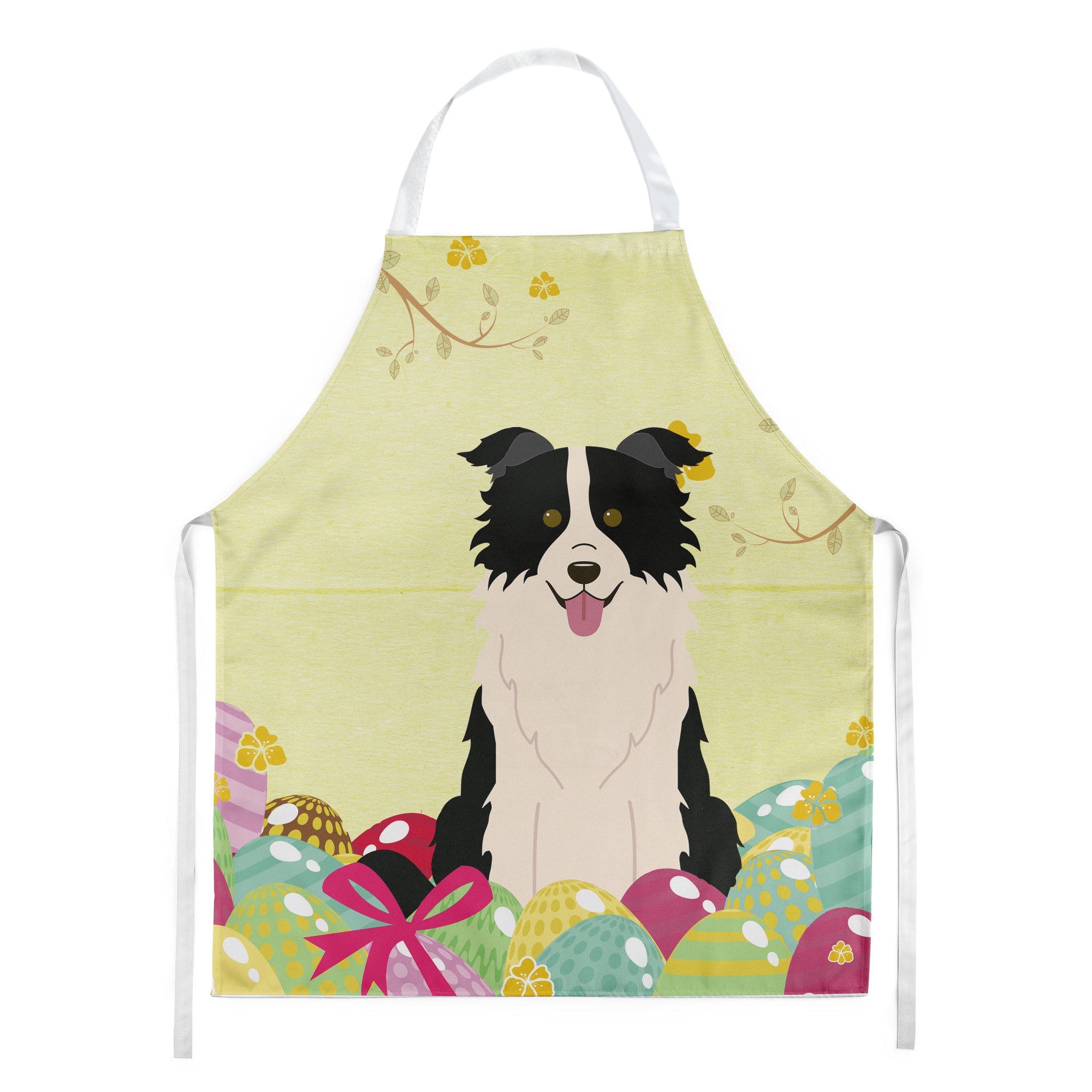 Easter Eggs Border Collie Black White Apron BB6118APRON  the-store.com.