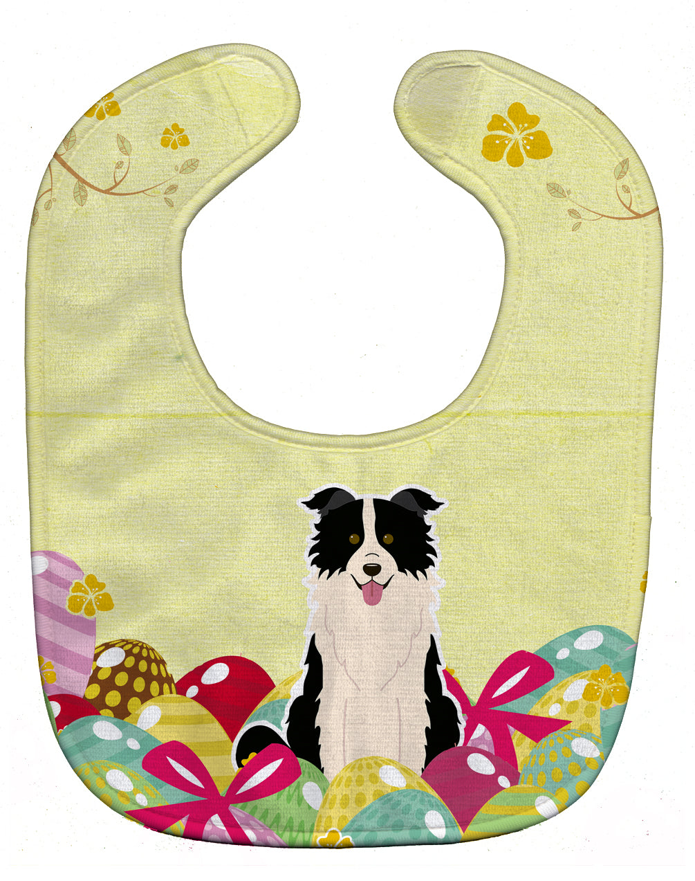 Easter Eggs Border Collie Black White Baby Bib BB6118BIB - the-store.com