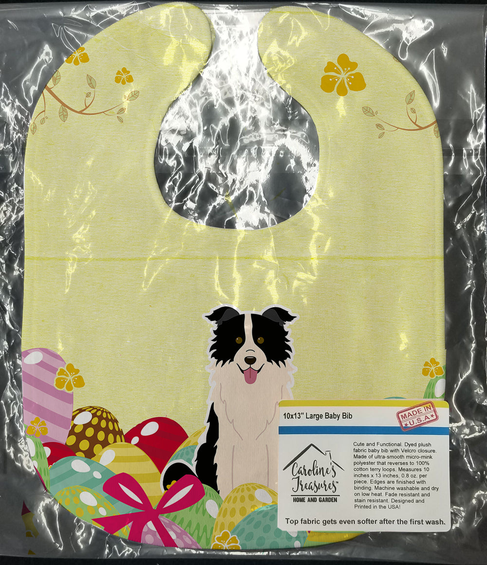 Easter Eggs Border Collie Black White Baby Bib BB6118BIB - the-store.com