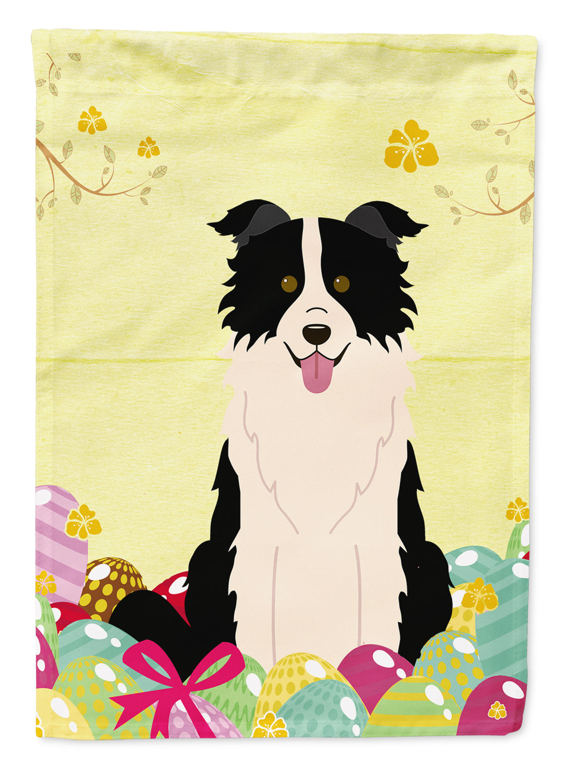 Easter Eggs Border Collie Black White Flag Garden Size BB6118GF  the-store.com.