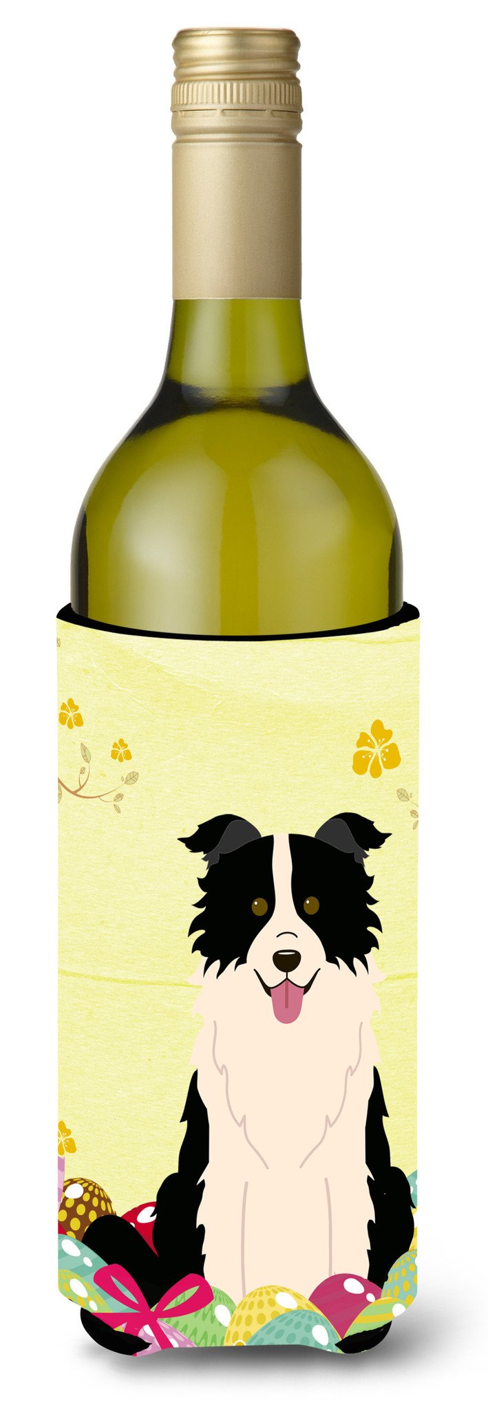 Easter Eggs Border Collie Black White Wine Bottle Beverge Insulator Hugger BB6118LITERK by Caroline&#39;s Treasures