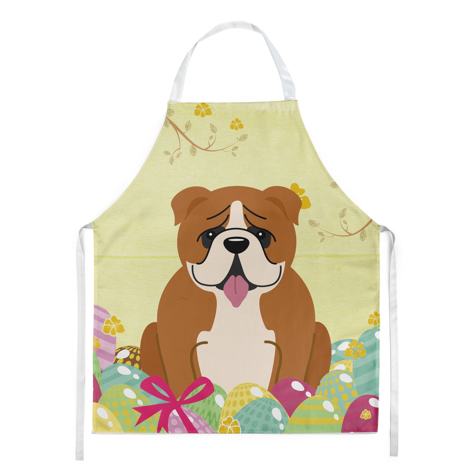 Easter Eggs English Bulldog Red White Apron BB6120APRON  the-store.com.