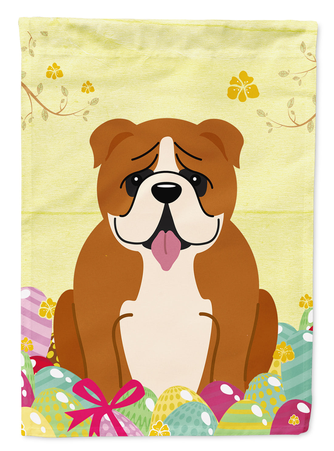 Easter Eggs English Bulldog Red White Flag Garden Size BB6120GF  the-store.com.