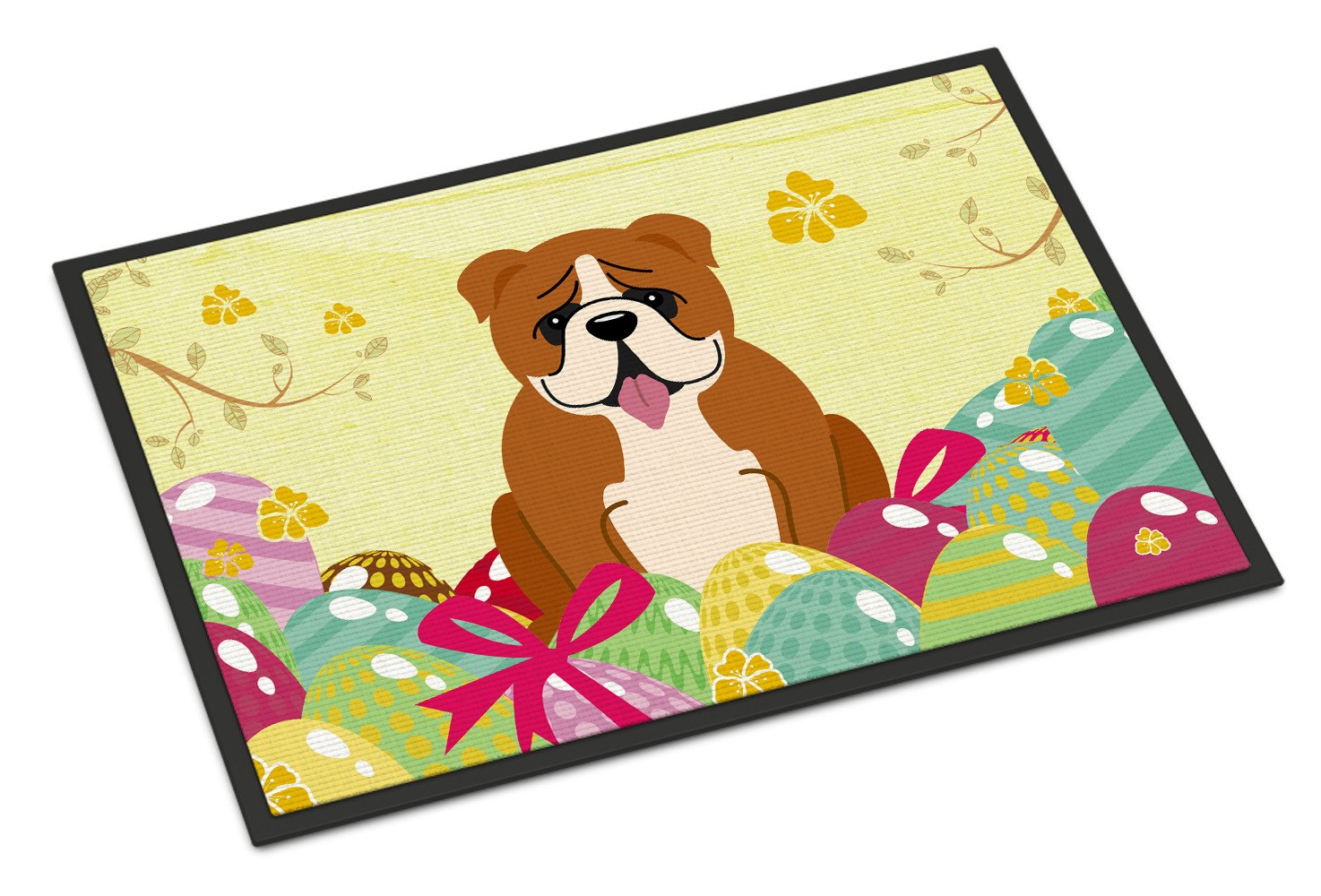 Easter Eggs English Bulldog Red White Indoor or Outdoor Mat 24x36 BB6120JMAT by Caroline's Treasures