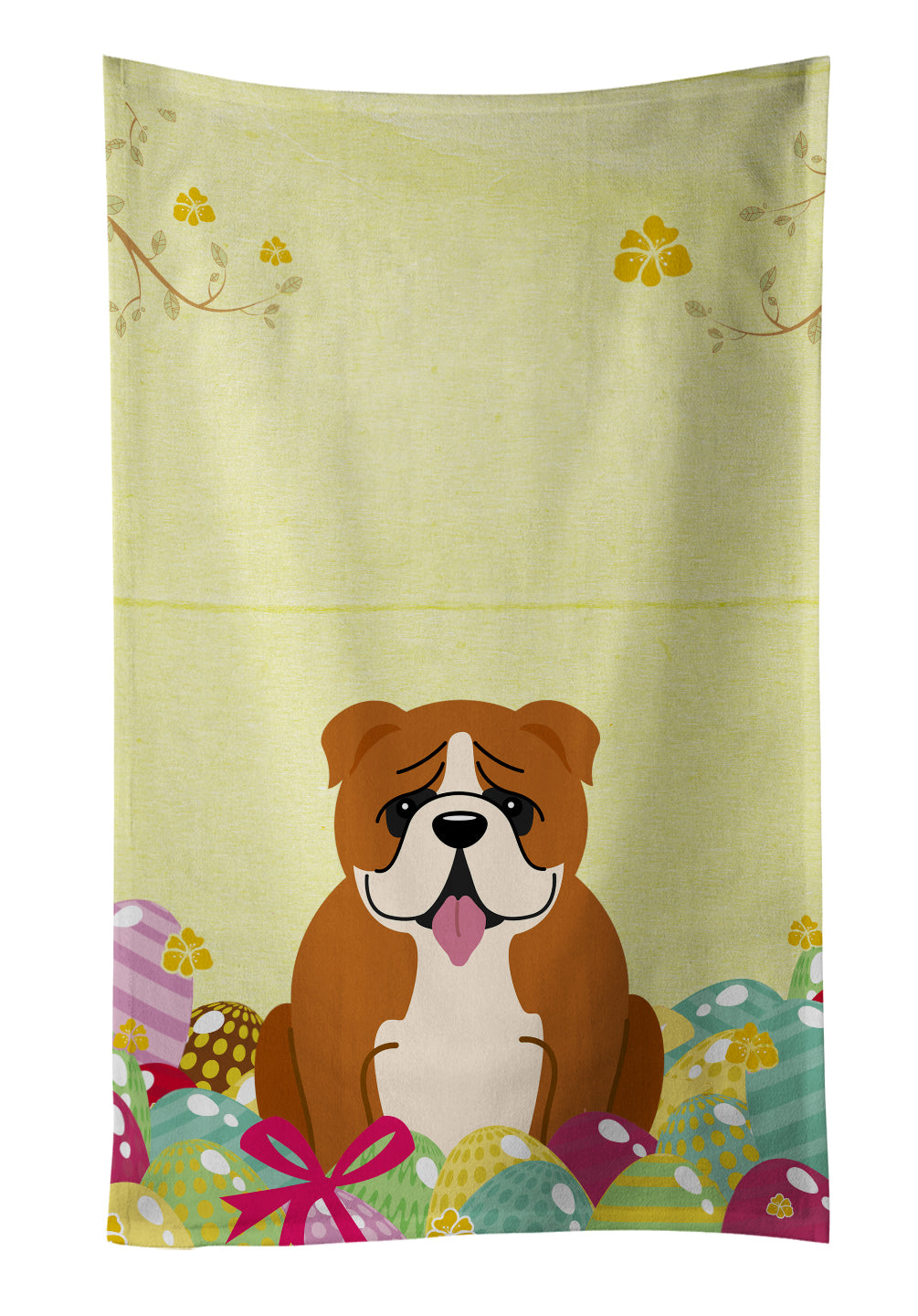 Easter Eggs English Bulldog Red White Kitchen Towel BB6120KTWL - the-store.com