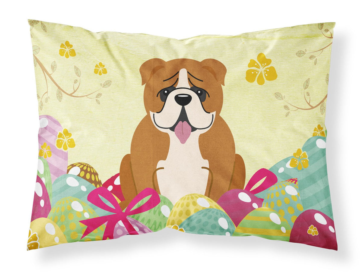 Easter Eggs English Bulldog Red White Fabric Standard Pillowcase BB6120PILLOWCASE by Caroline&#39;s Treasures