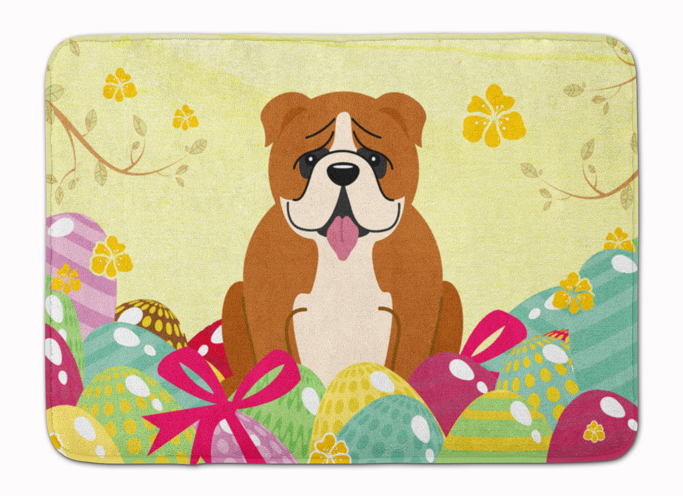 Easter Eggs English Bulldog Red White Machine Washable Memory Foam Mat BB6120RUG - the-store.com