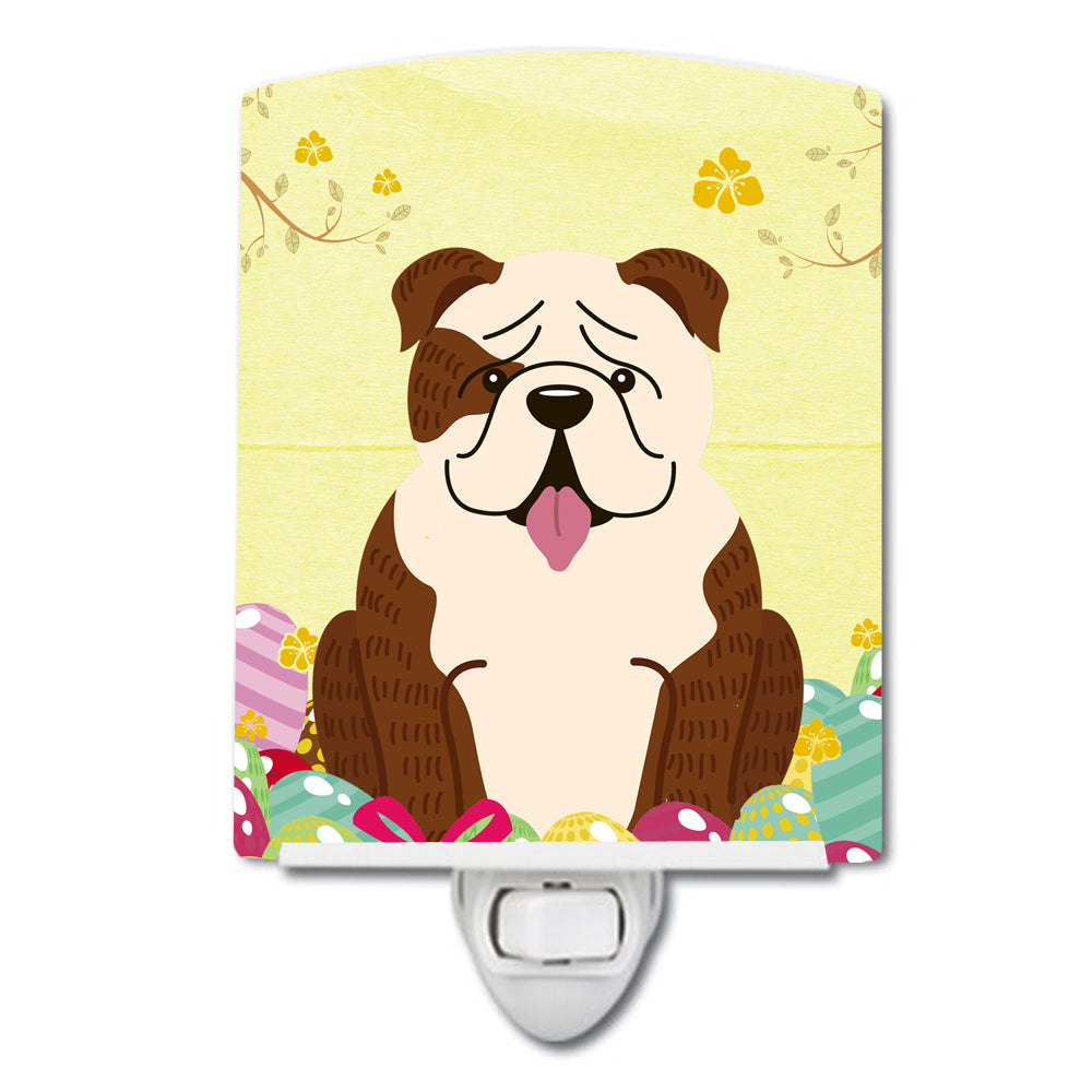 Easter Eggs English Bulldog Brindle White Ceramic Night Light BB6121CNL - the-store.com