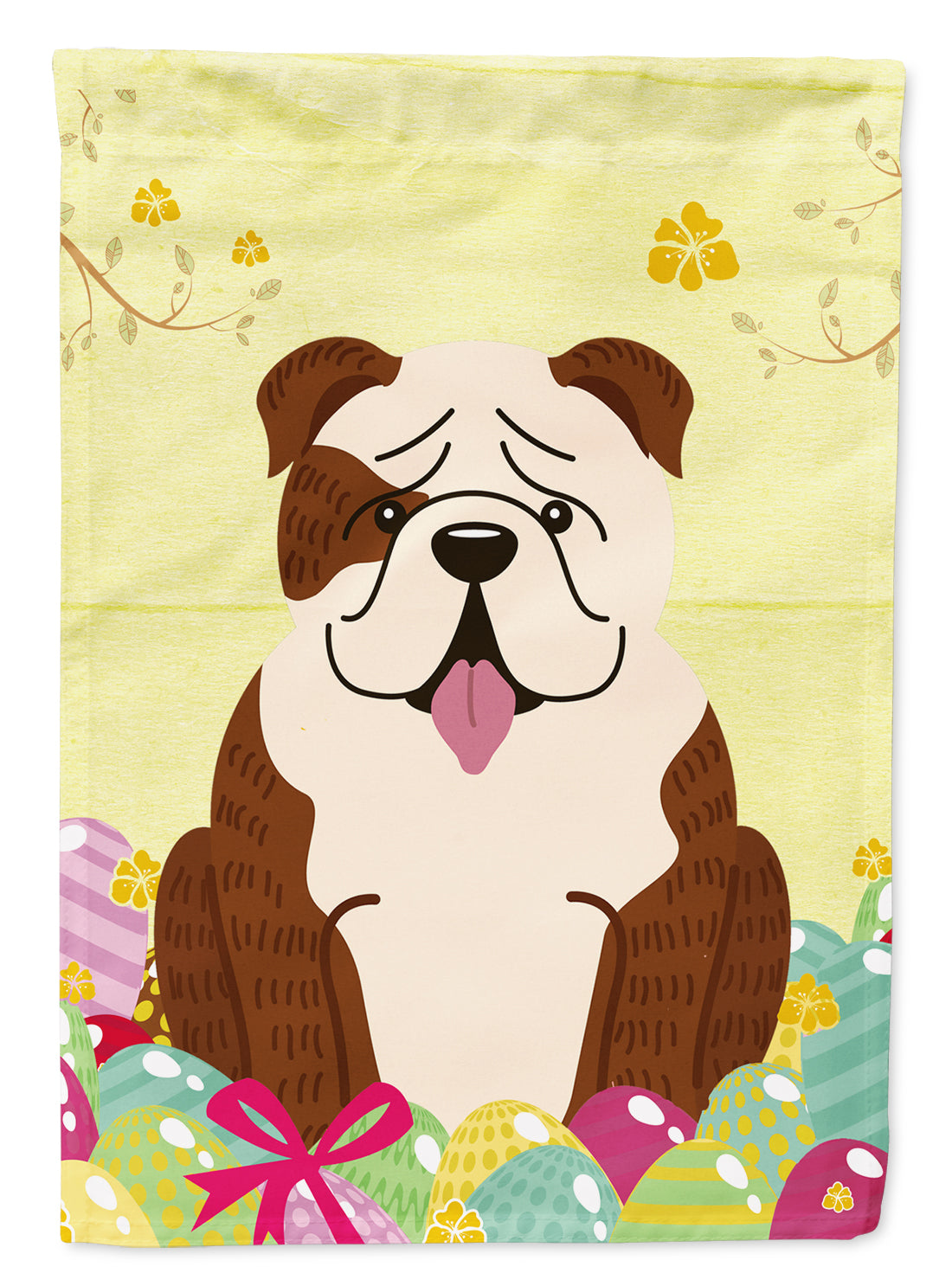 Easter Eggs English Bulldog Brindle White Flag Garden Size BB6121GF  the-store.com.