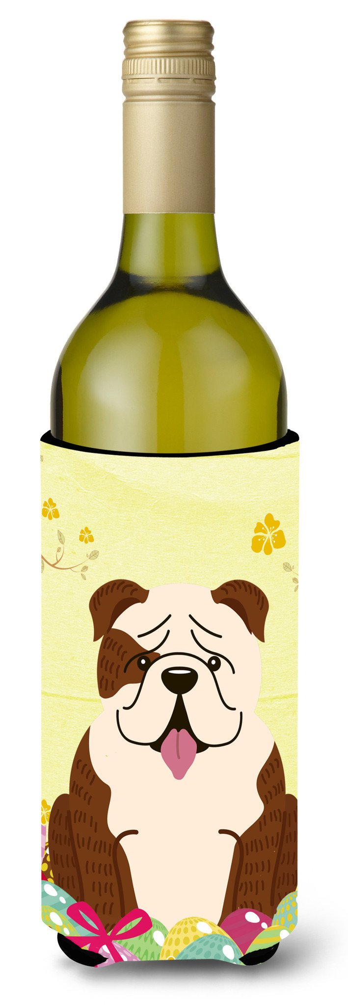 Easter Eggs English Bulldog Brindle White Wine Bottle Beverge Insulator Hugger BB6121LITERK by Caroline's Treasures