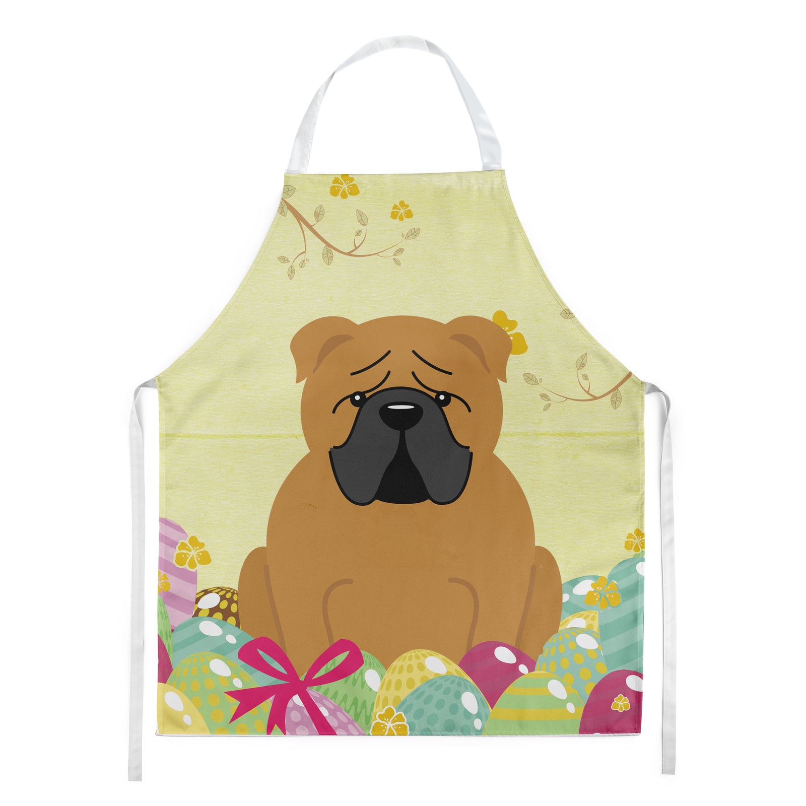 Easter Eggs English Bulldog Red Apron BB6122APRON  the-store.com.