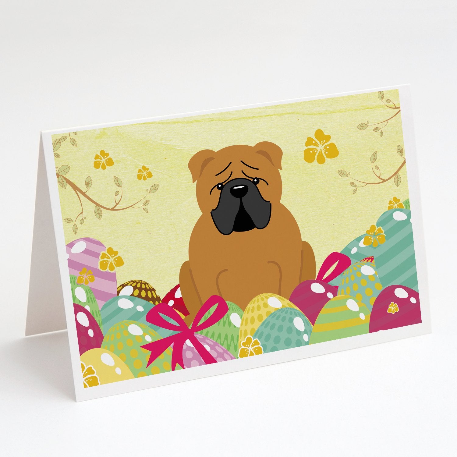 Buy this Easter Eggs English Bulldog Red Greeting Cards and Envelopes Pack of 8