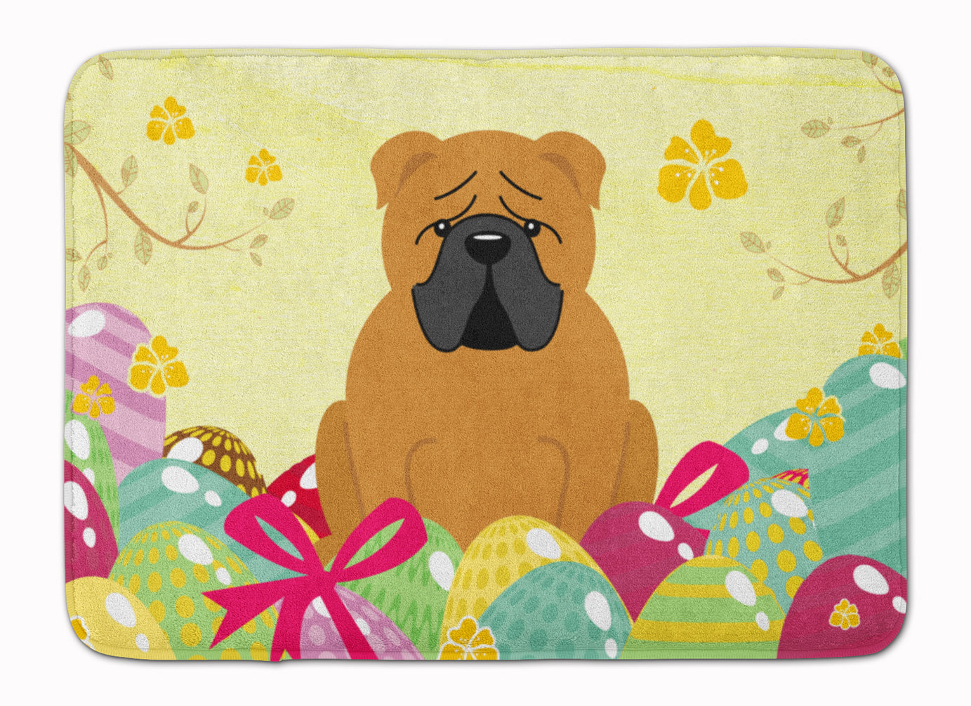 Easter Eggs English Bulldog Red Machine Washable Memory Foam Mat BB6122RUG - the-store.com