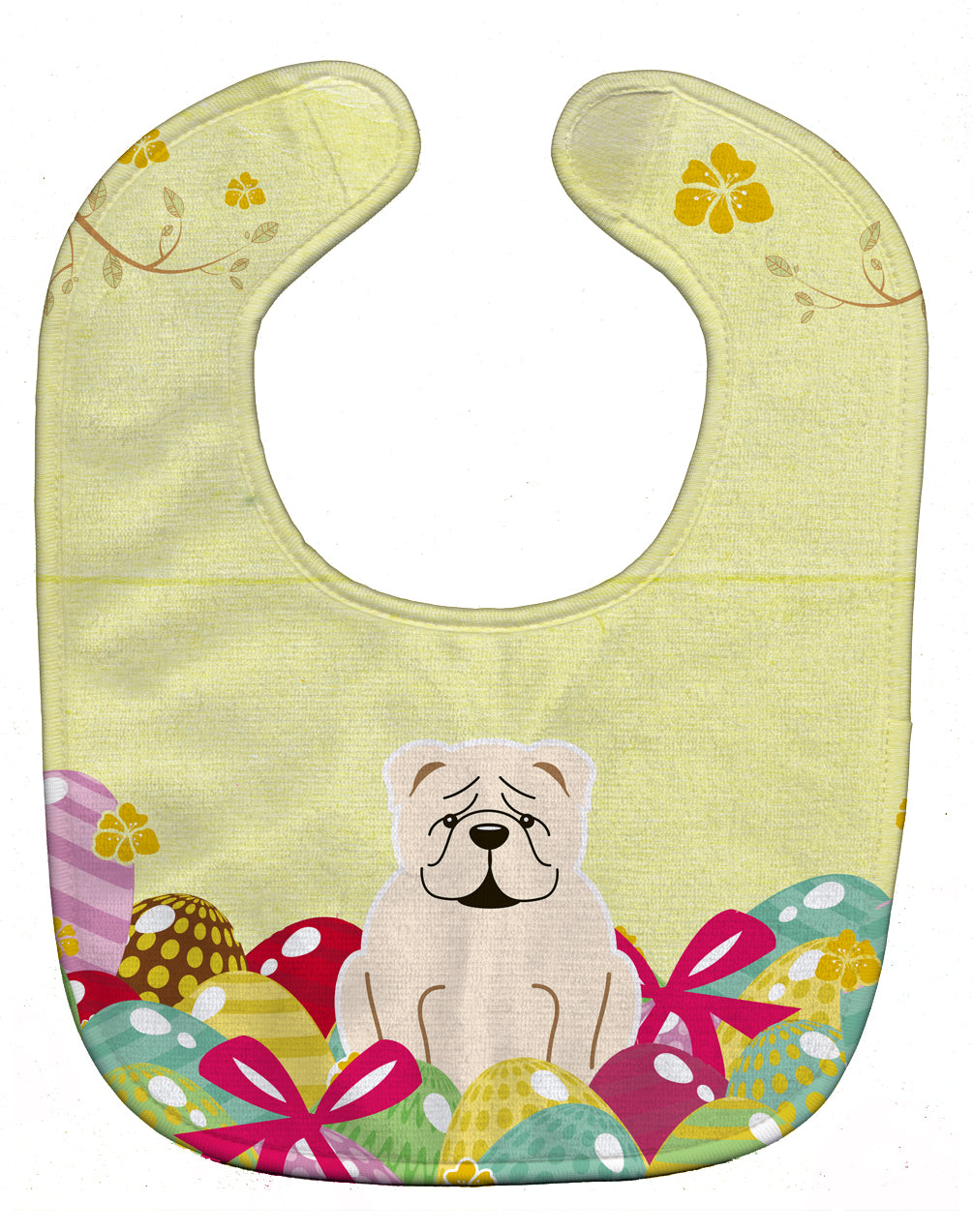 Easter Eggs English Bulldog White Baby Bib BB6123BIB - the-store.com