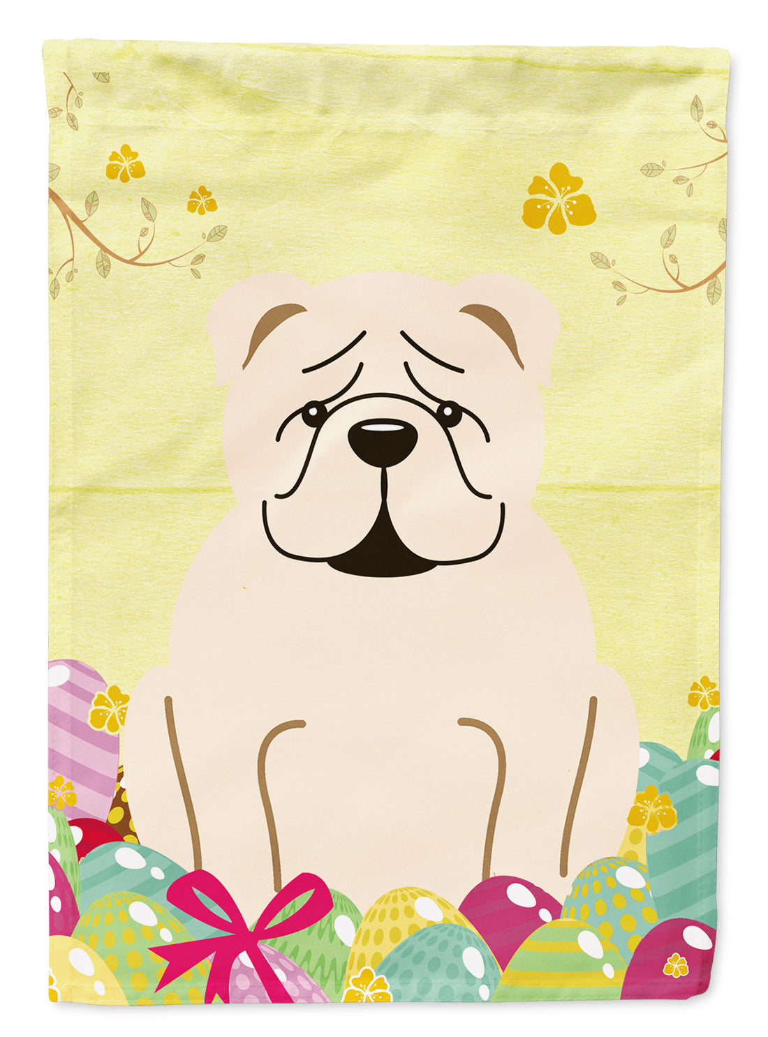 Easter Eggs English Bulldog White Flag Garden Size BB6123GF  the-store.com.