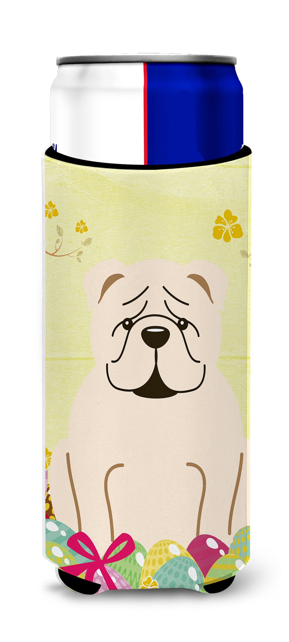 Easter Eggs English Bulldog White  Ultra Hugger for slim cans BB6123MUK  the-store.com.