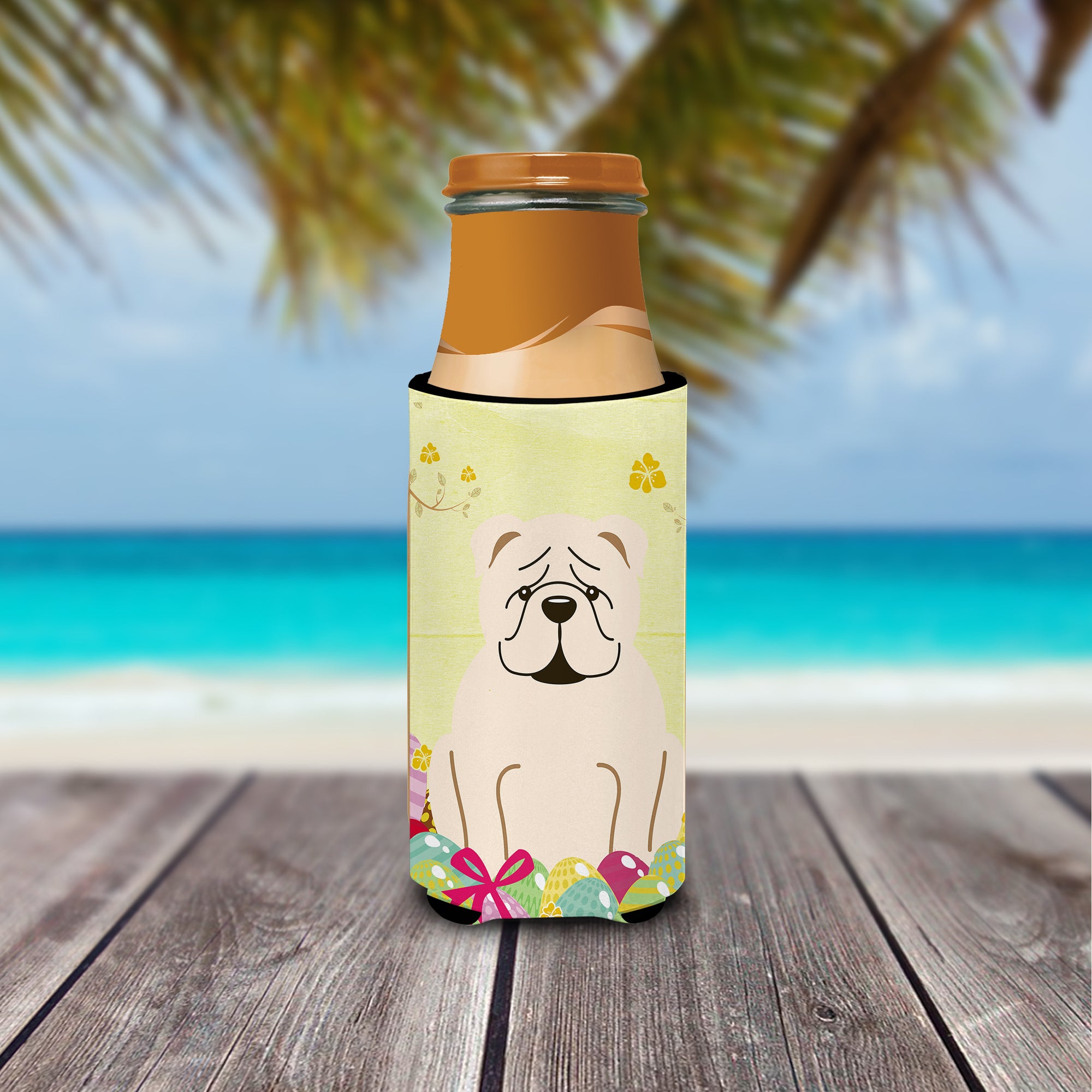 Easter Eggs English Bulldog White  Ultra Hugger for slim cans BB6123MUK  the-store.com.