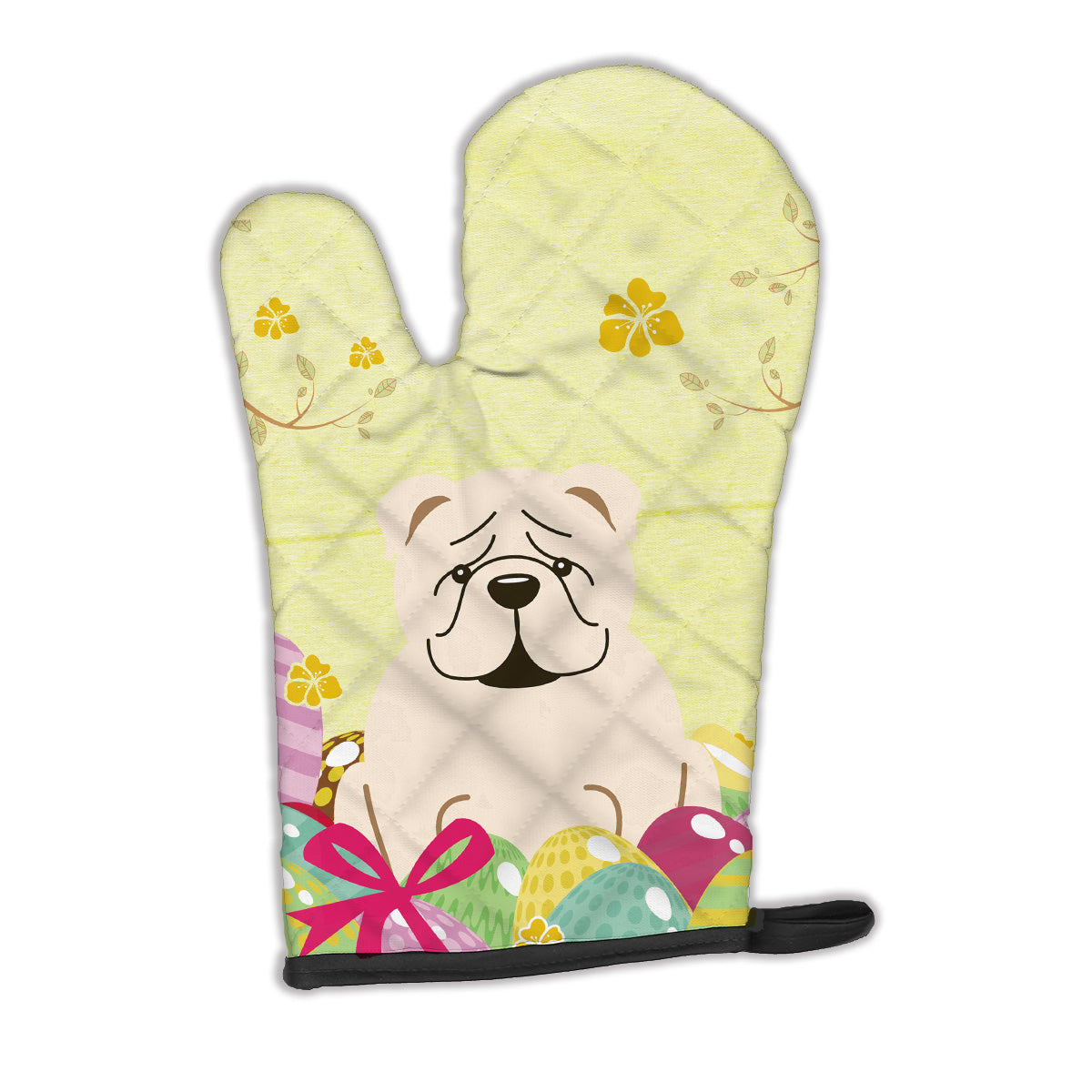 Easter Eggs English Bulldog White Oven Mitt BB6123OVMT  the-store.com.