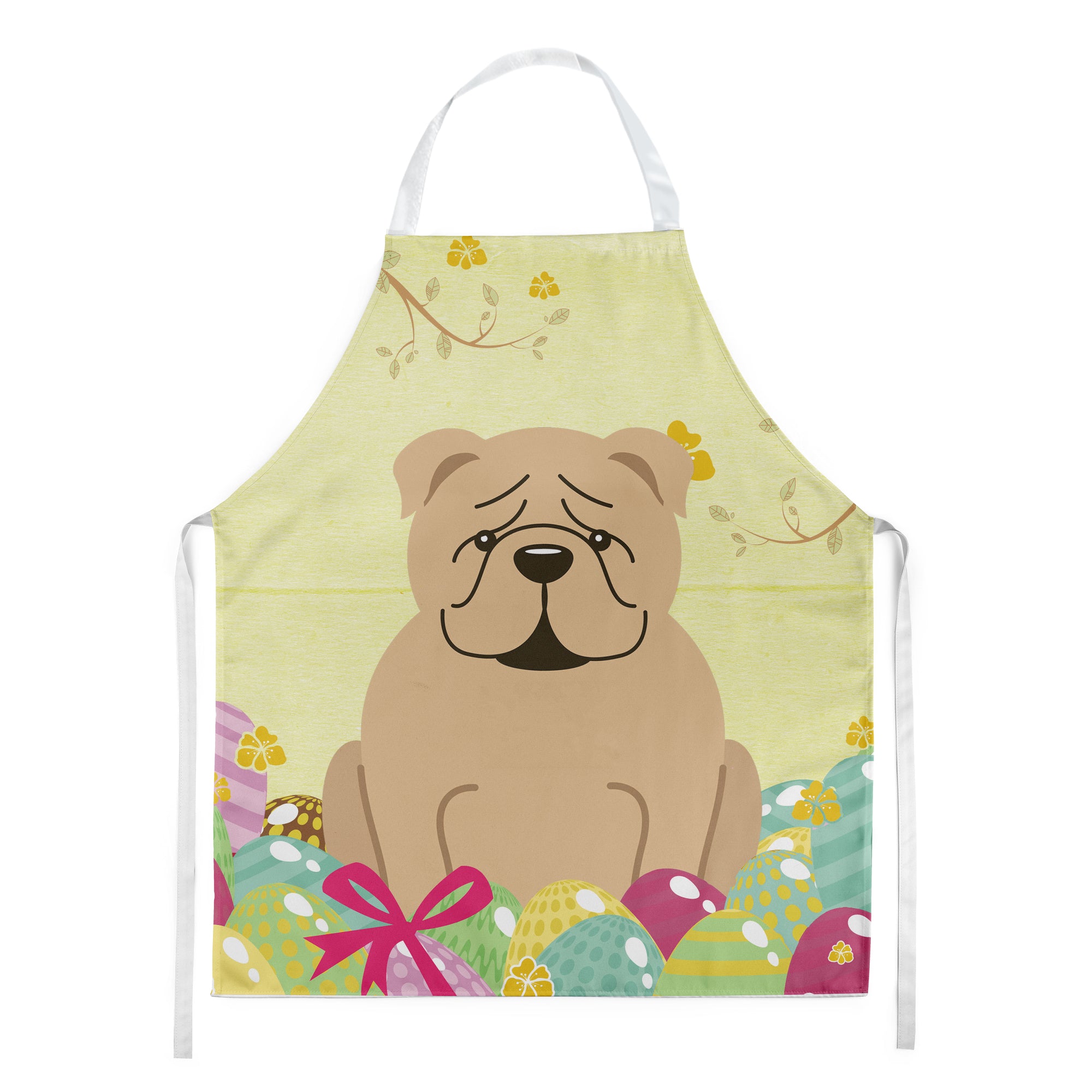 Easter Eggs English Bulldog Fawn Apron BB6124APRON  the-store.com.