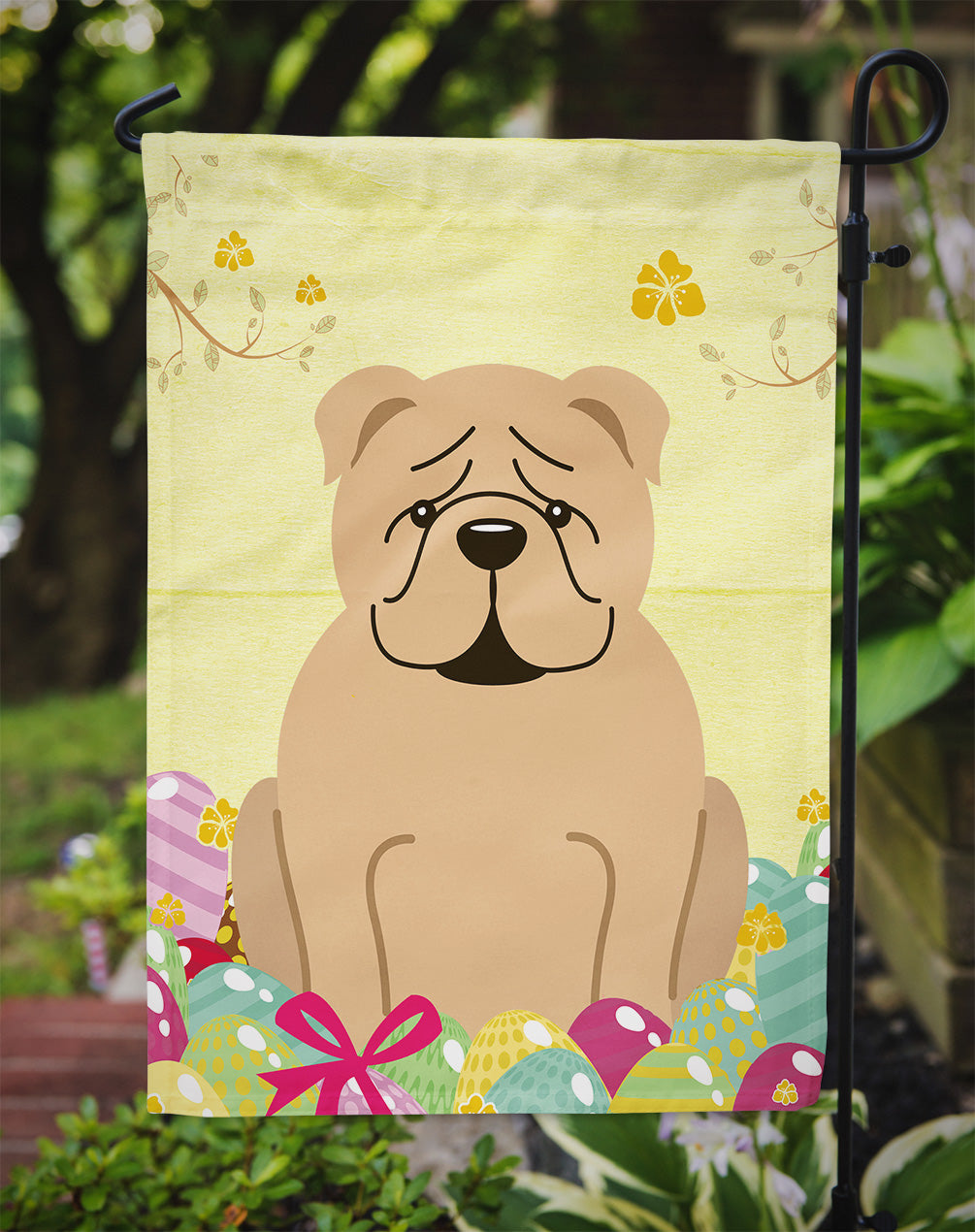 Easter Eggs English Bulldog Fawn Flag Garden Size BB6124GF  the-store.com.