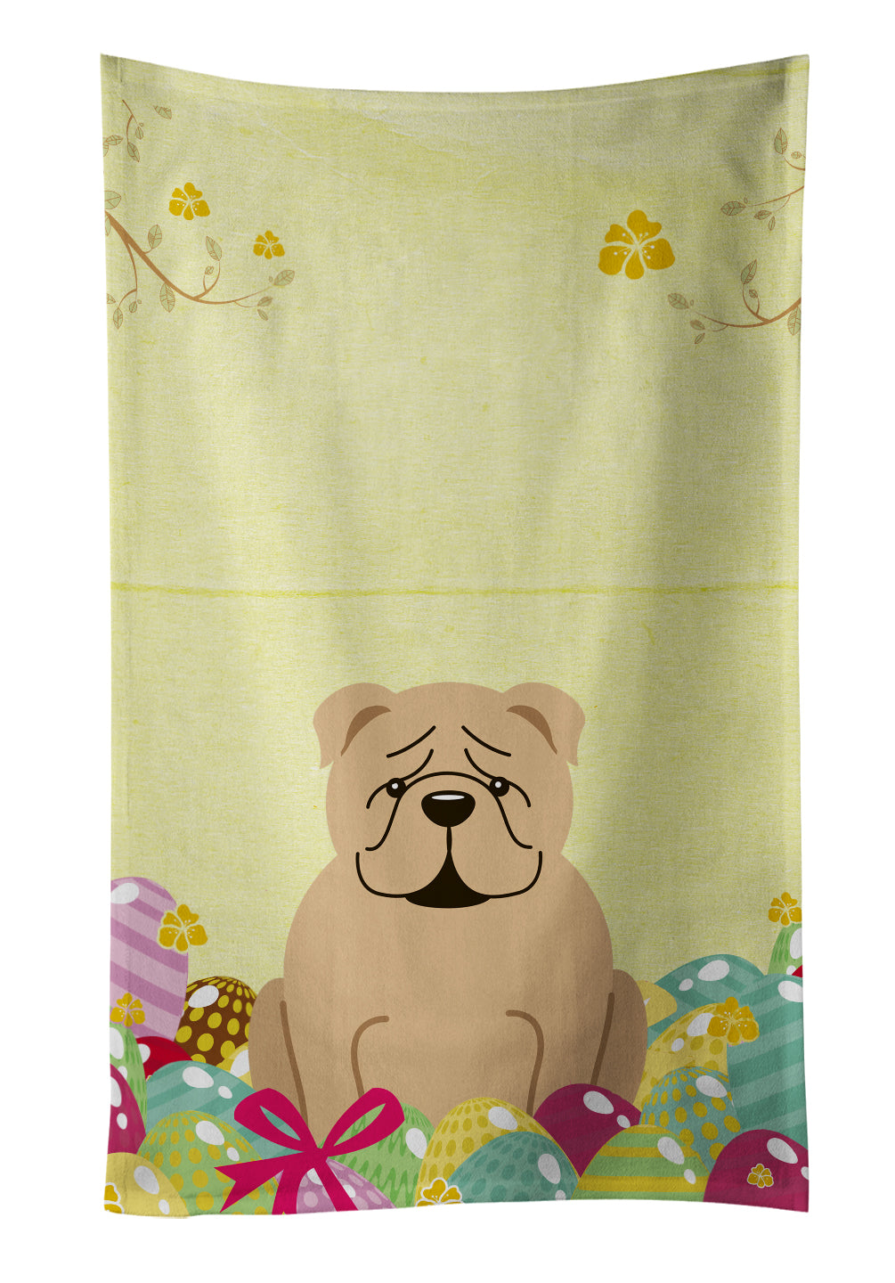 Easter Eggs English Bulldog Fawn Kitchen Towel BB6124KTWL - the-store.com