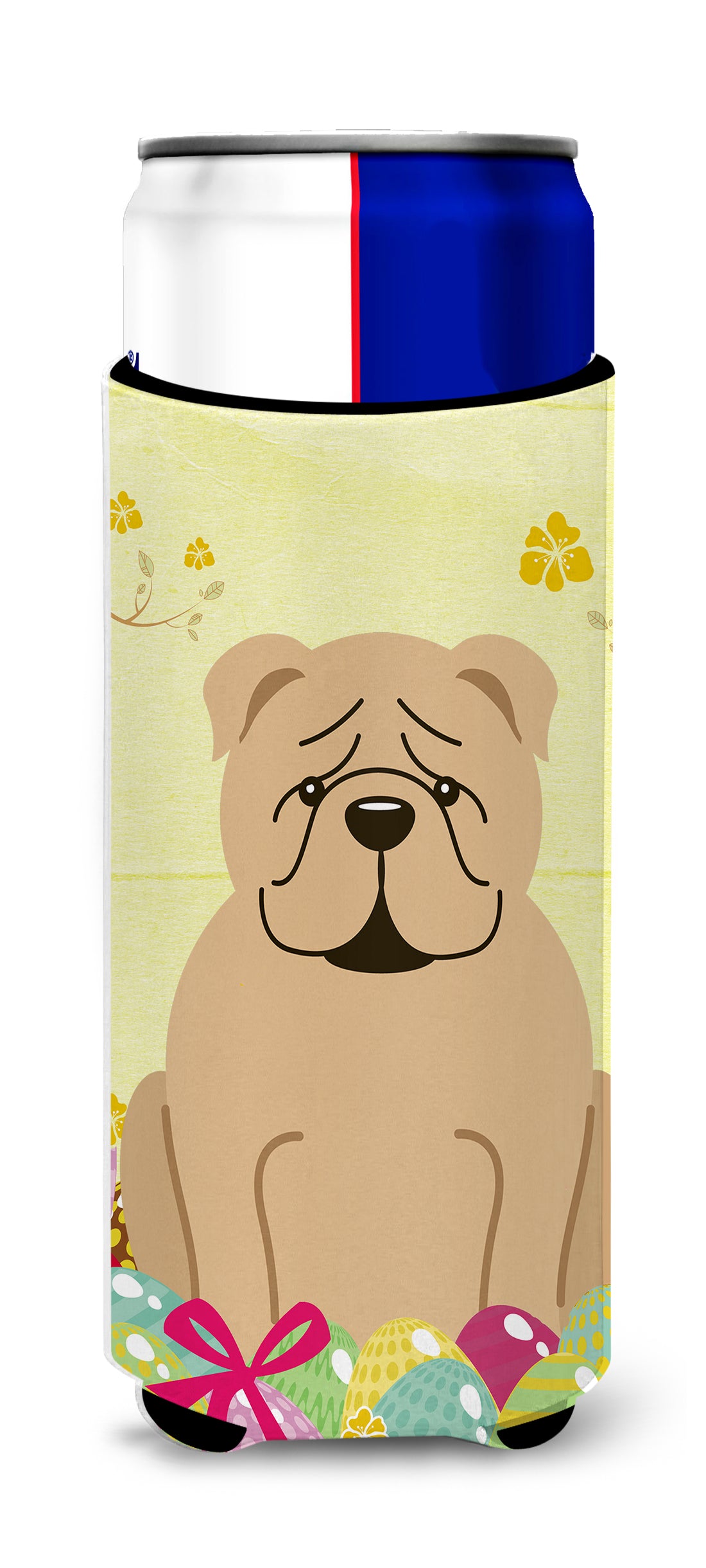 Easter Eggs English Bulldog Fawn  Ultra Hugger for slim cans BB6124MUK  the-store.com.