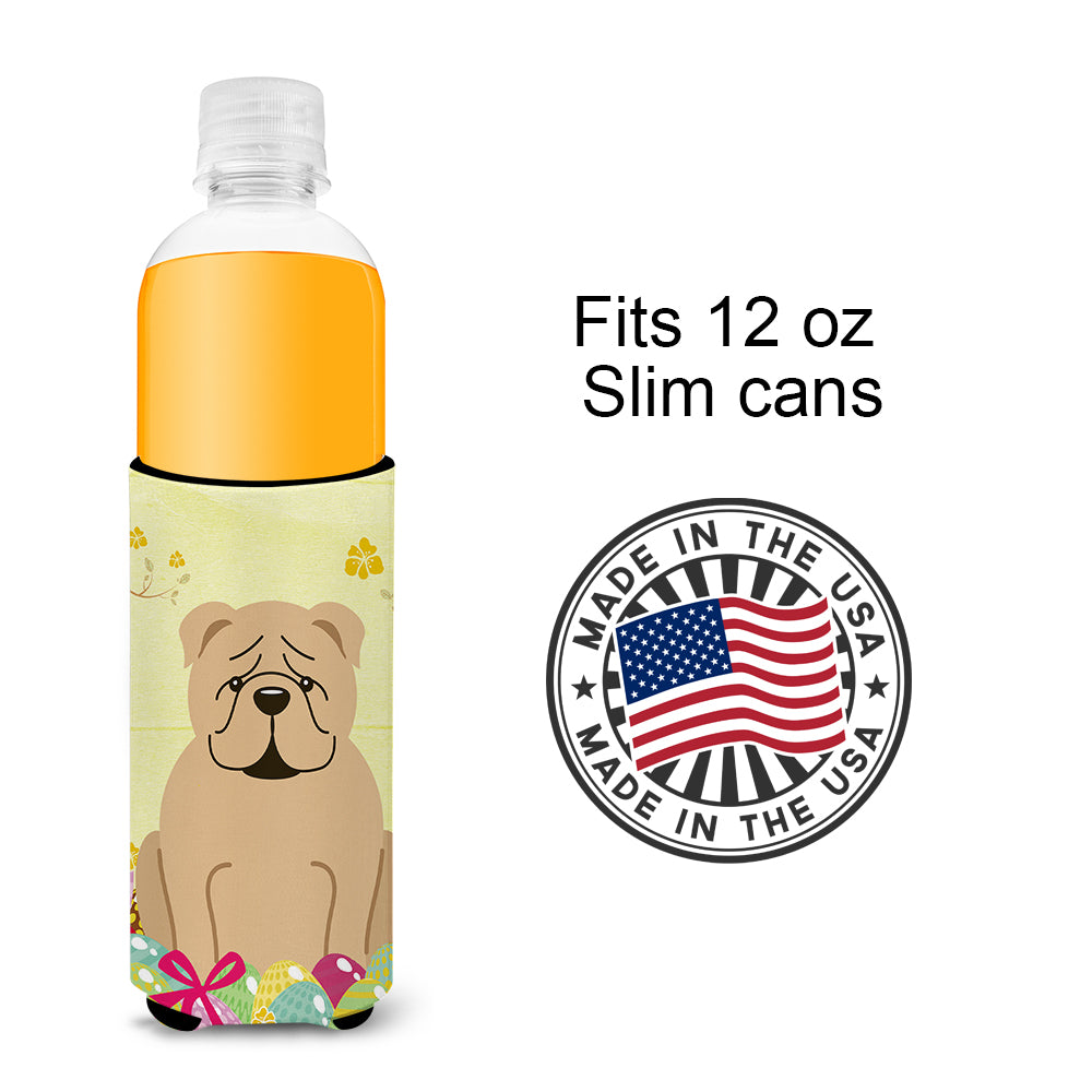 Easter Eggs English Bulldog Fawn  Ultra Hugger for slim cans BB6124MUK  the-store.com.