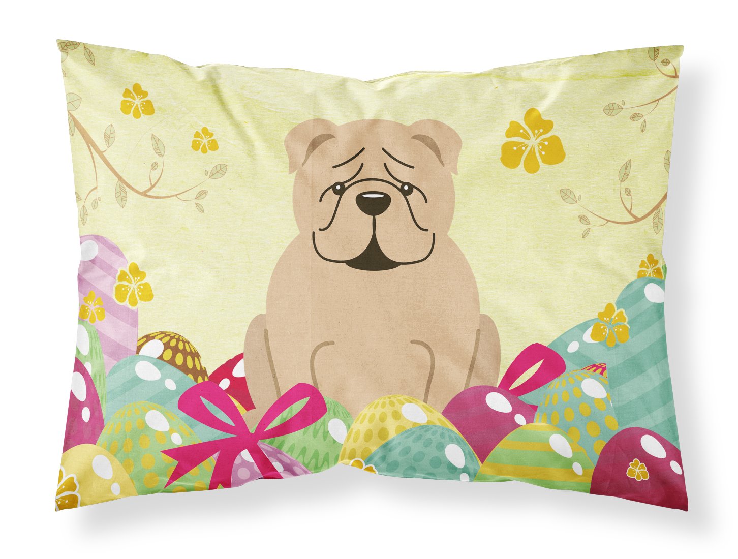 Easter Eggs English Bulldog Fawn Fabric Standard Pillowcase BB6124PILLOWCASE by Caroline's Treasures