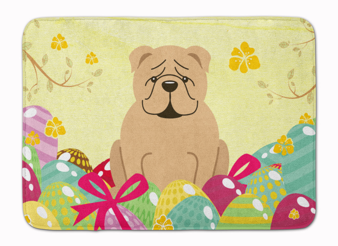 Easter Eggs English Bulldog Fawn Machine Washable Memory Foam Mat BB6124RUG - the-store.com